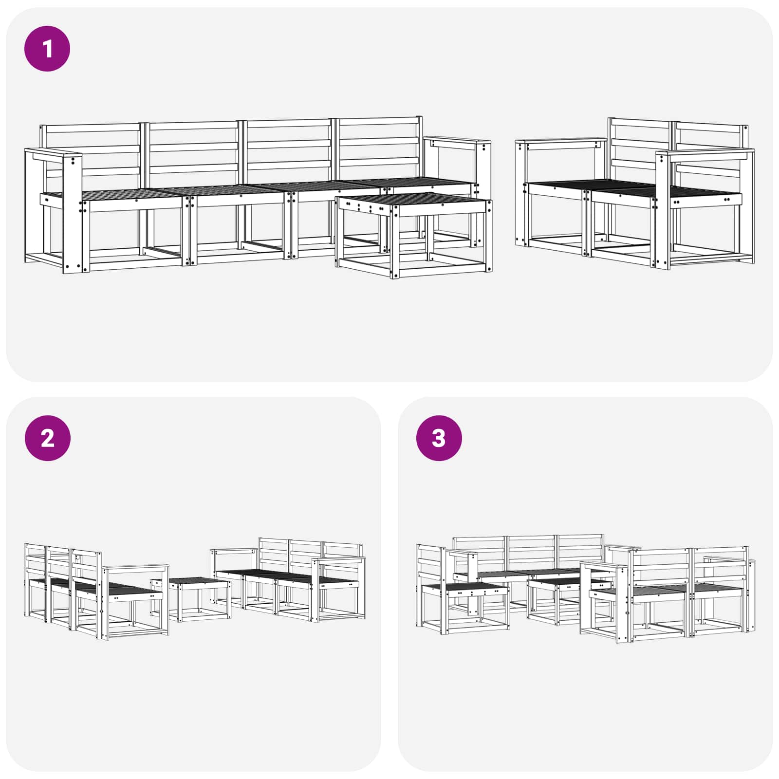 Ensemble de canapés d'extérieur 7 pcs Blanc 59 x 59 x 37 cm - XIOS