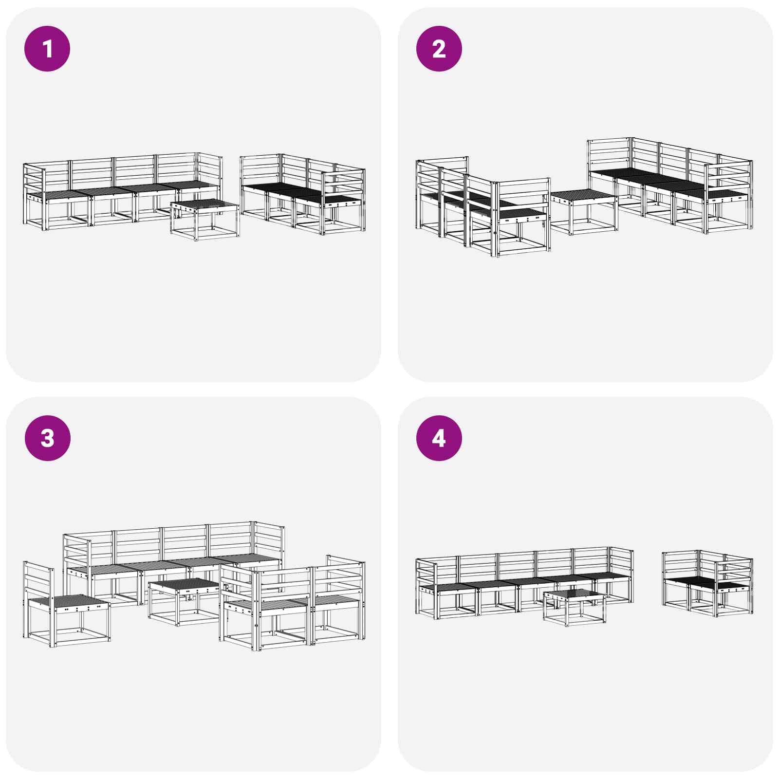 Ensemble de canapés d'extérieur 8 pcs Blanc 59 x 59 x 37 cm - XIOS