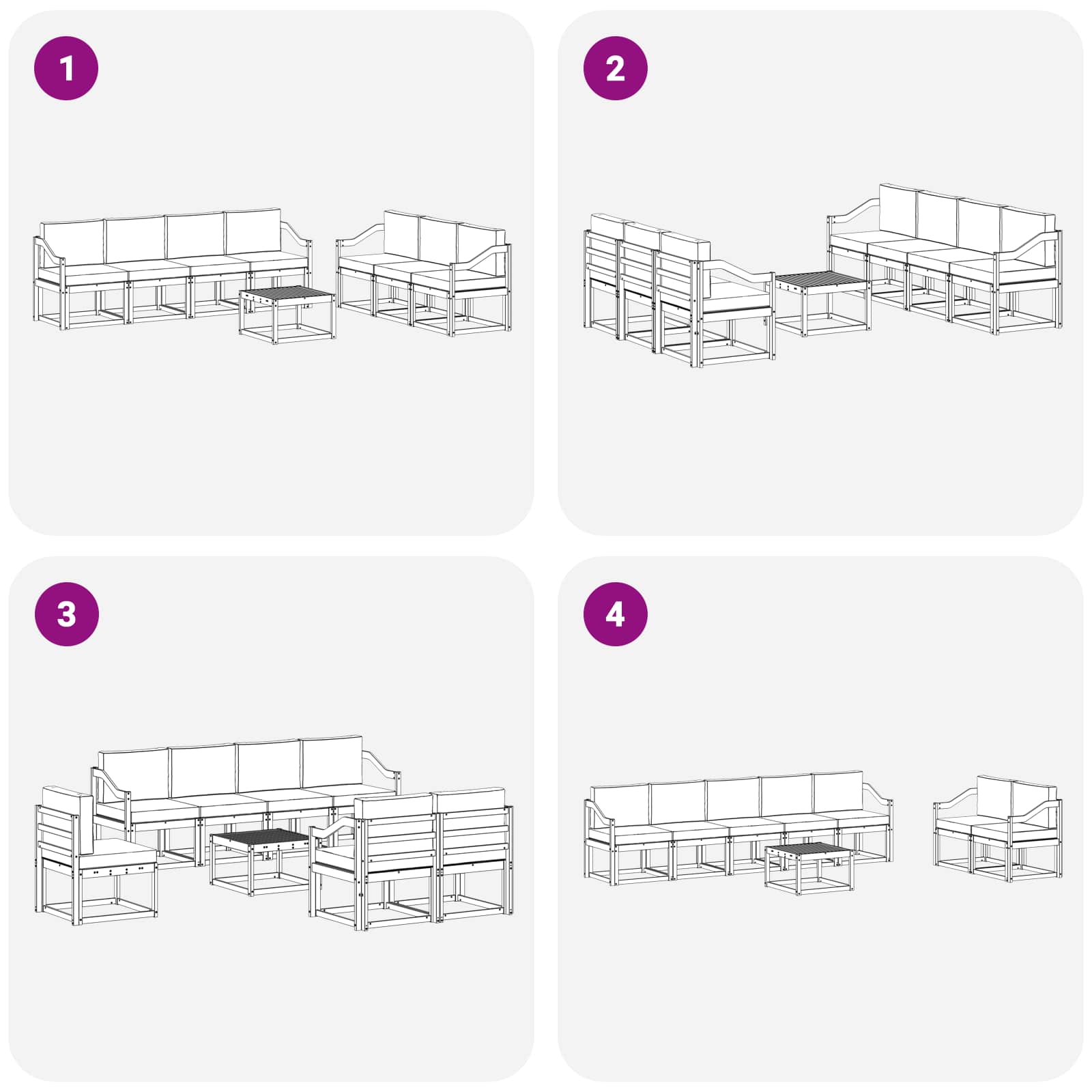 Ensemble de canapés d'extérieur 8 pcs Blanc 59 x 59 x 37 cm - XIOS