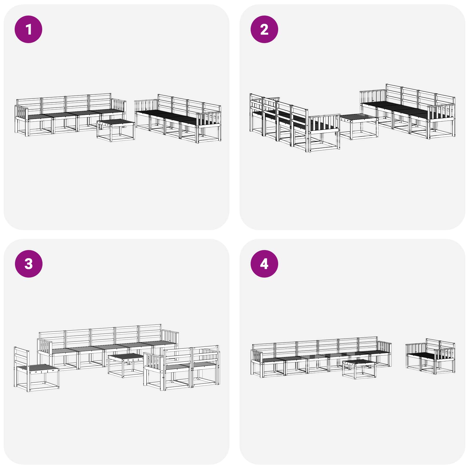 Ensemble de canapés d'extérieur 9 pcs Blanc 59 x 59 x 37 cm - XIOS