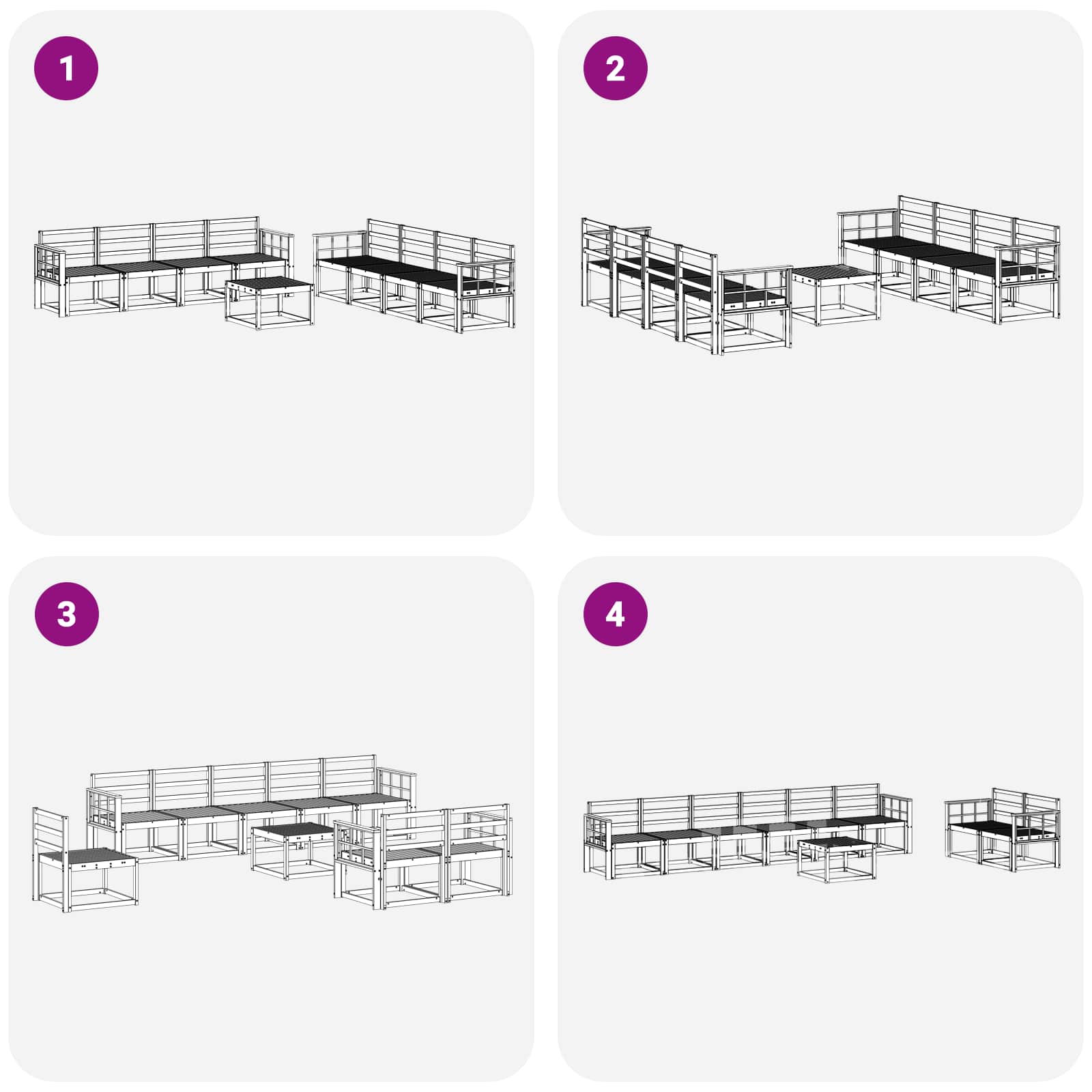Ensemble de canapés d'extérieur 9 pcs Blanc 59 x 59 x 37 cm - XIOS