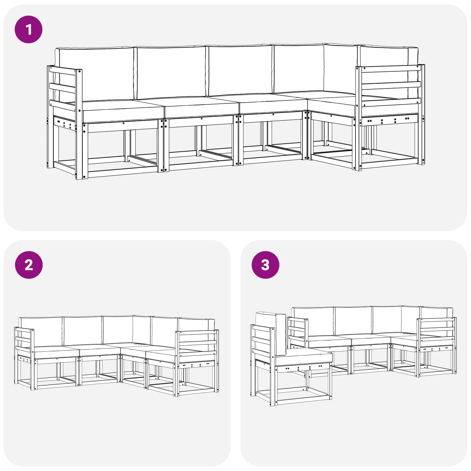 Ensemble de canapés d'extérieur 5 pcs Blanc et gris clair - XIOS