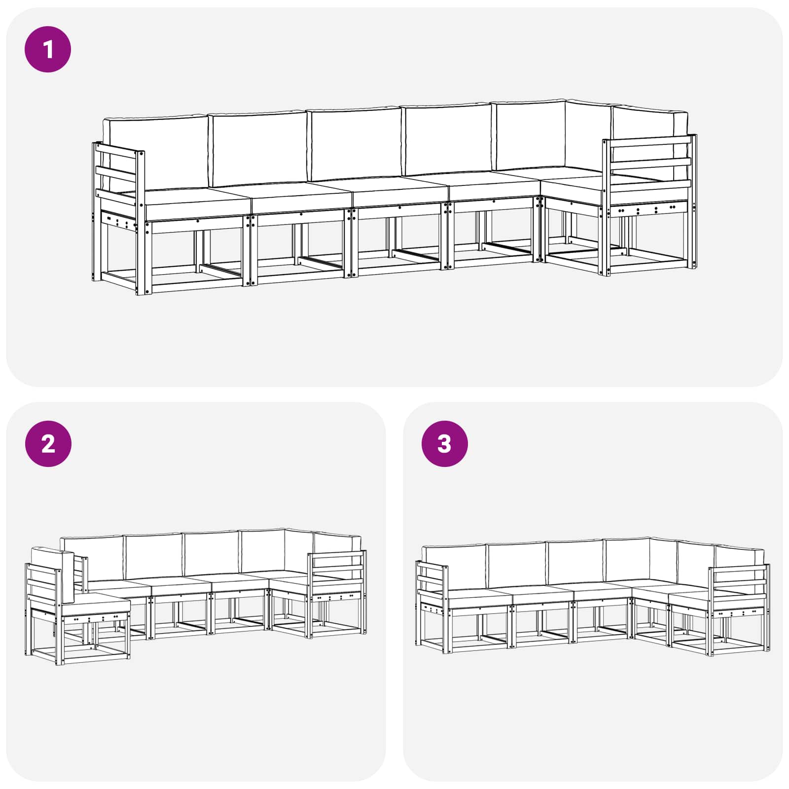 Ensemble de canapés d'extérieur 6 pcs Blanc et Beige Polyester - XIOS