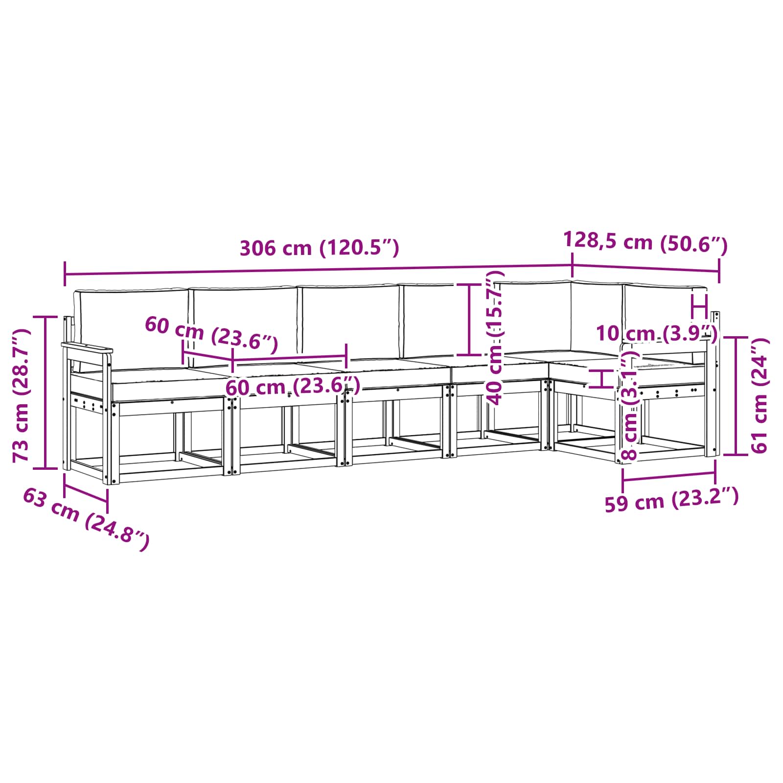 Ensemble de canapés d'extérieur 6 pcs Blanc et Beige Polyester - XIOS