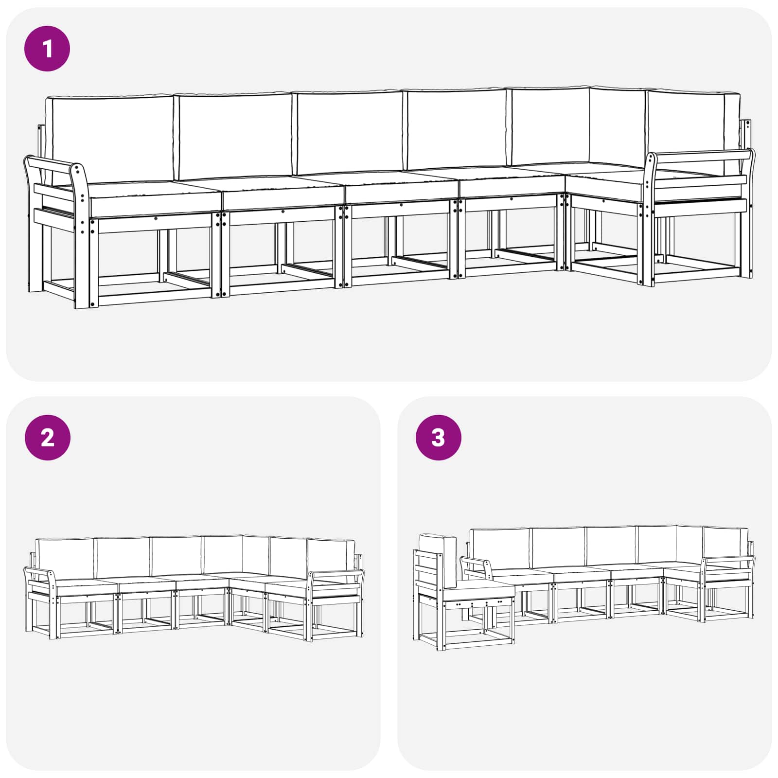 Ensemble de canapés d'extérieur 6 pcs Blanc et Beige Polyester - XIOS