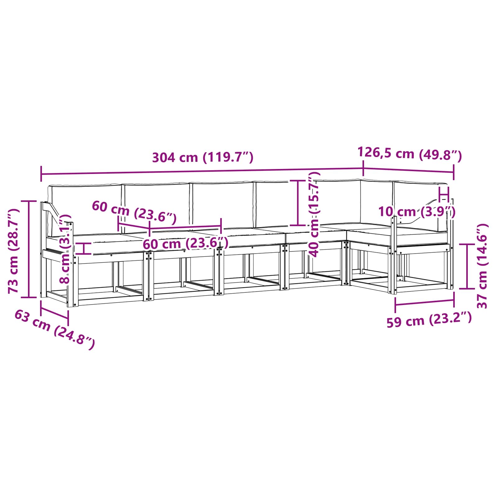 Ensemble de canapés d'extérieur 6 pcs Blanc et crème Polyester - XIOS