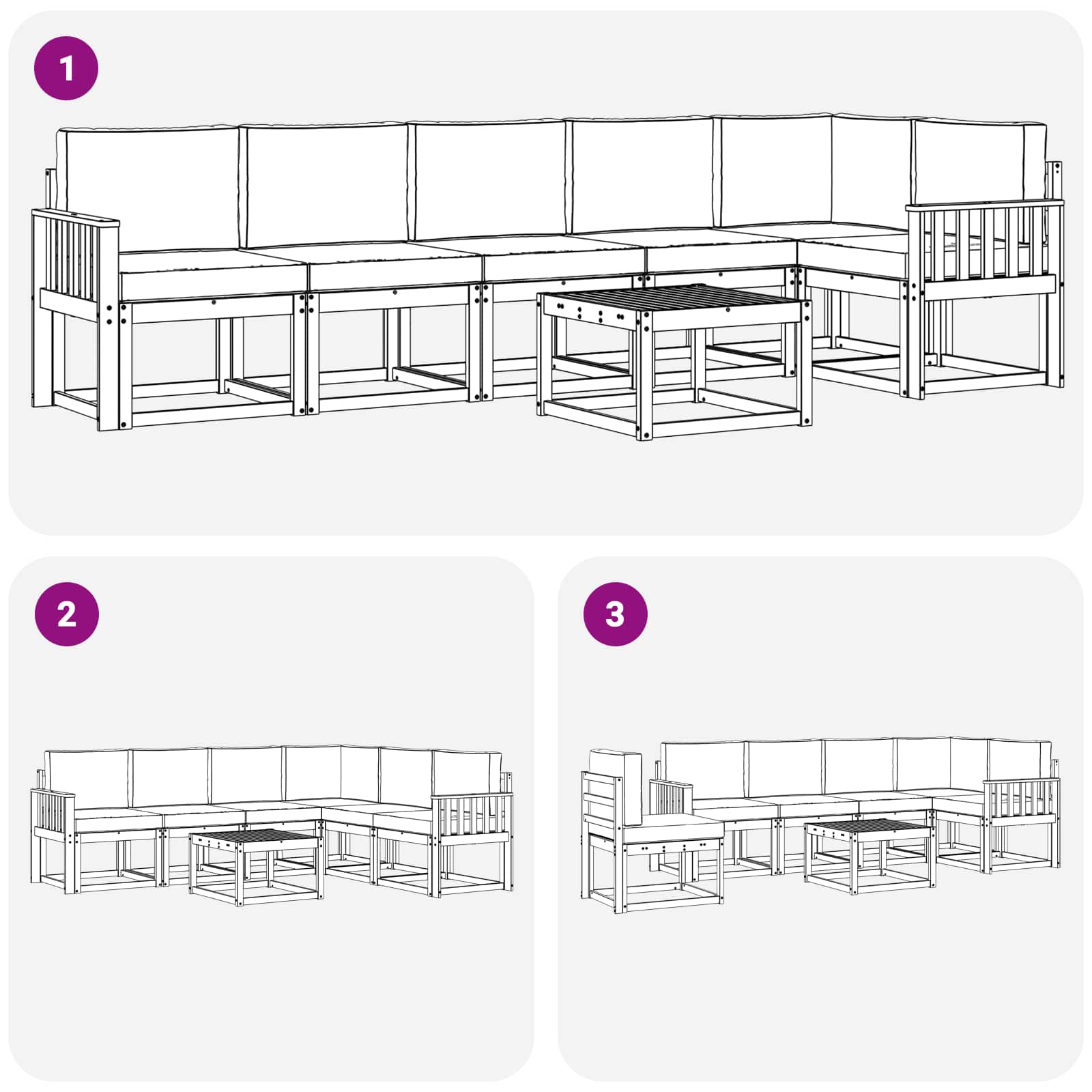 Ensemble de canapés d'extérieur 7 pcs Blanc et crème Polyester - XIOS
