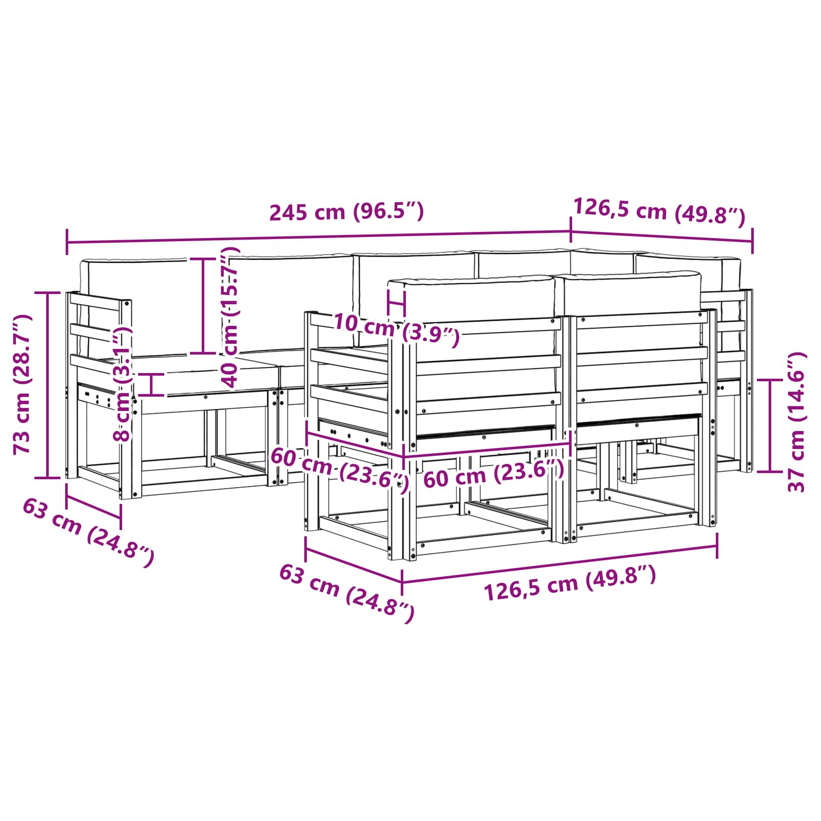 Ensemble de canapés d'extérieur 7 pcs Blanc et gris clair - XIOS