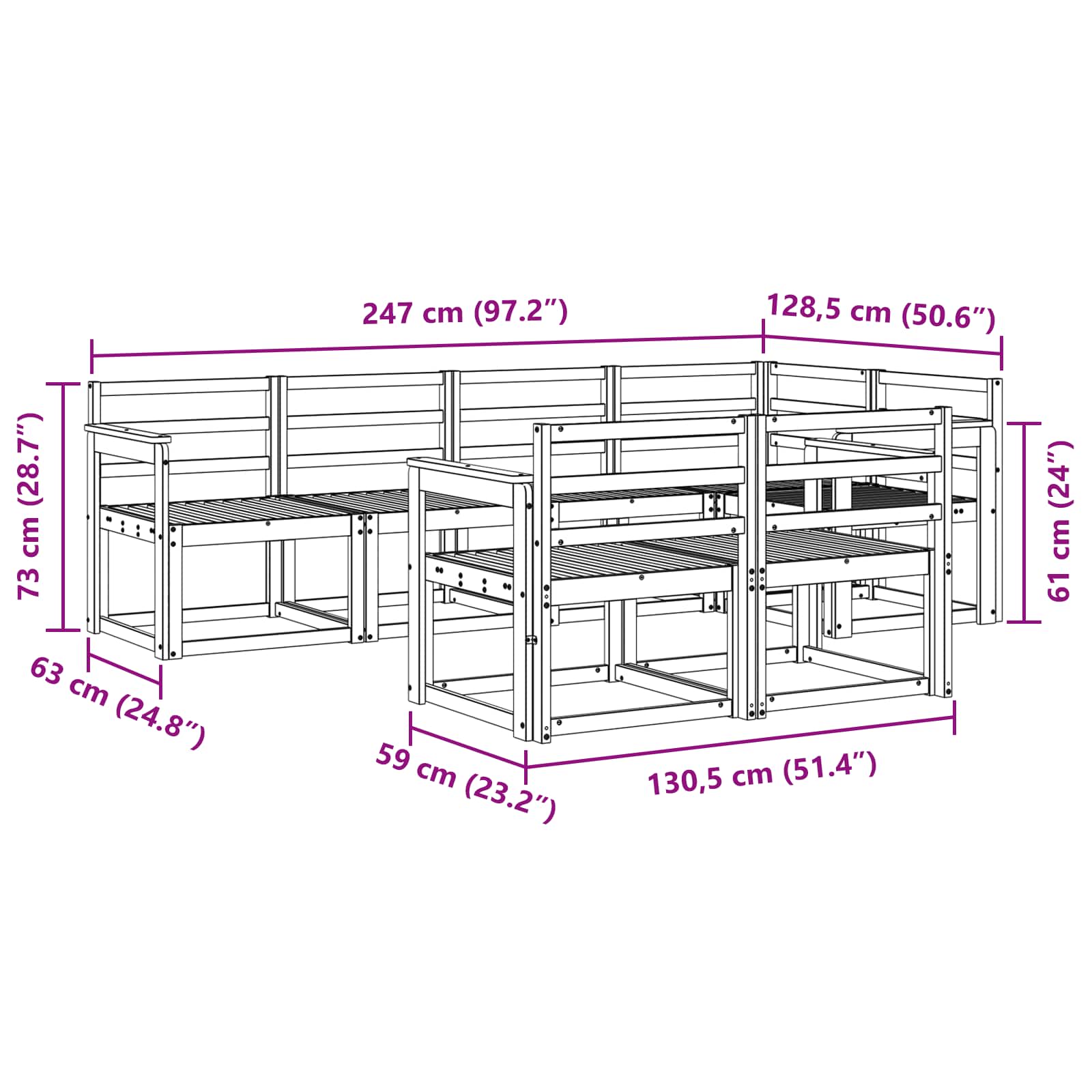 Ensemble de canapés d'extérieur 7 pcs Blanc - XIOS