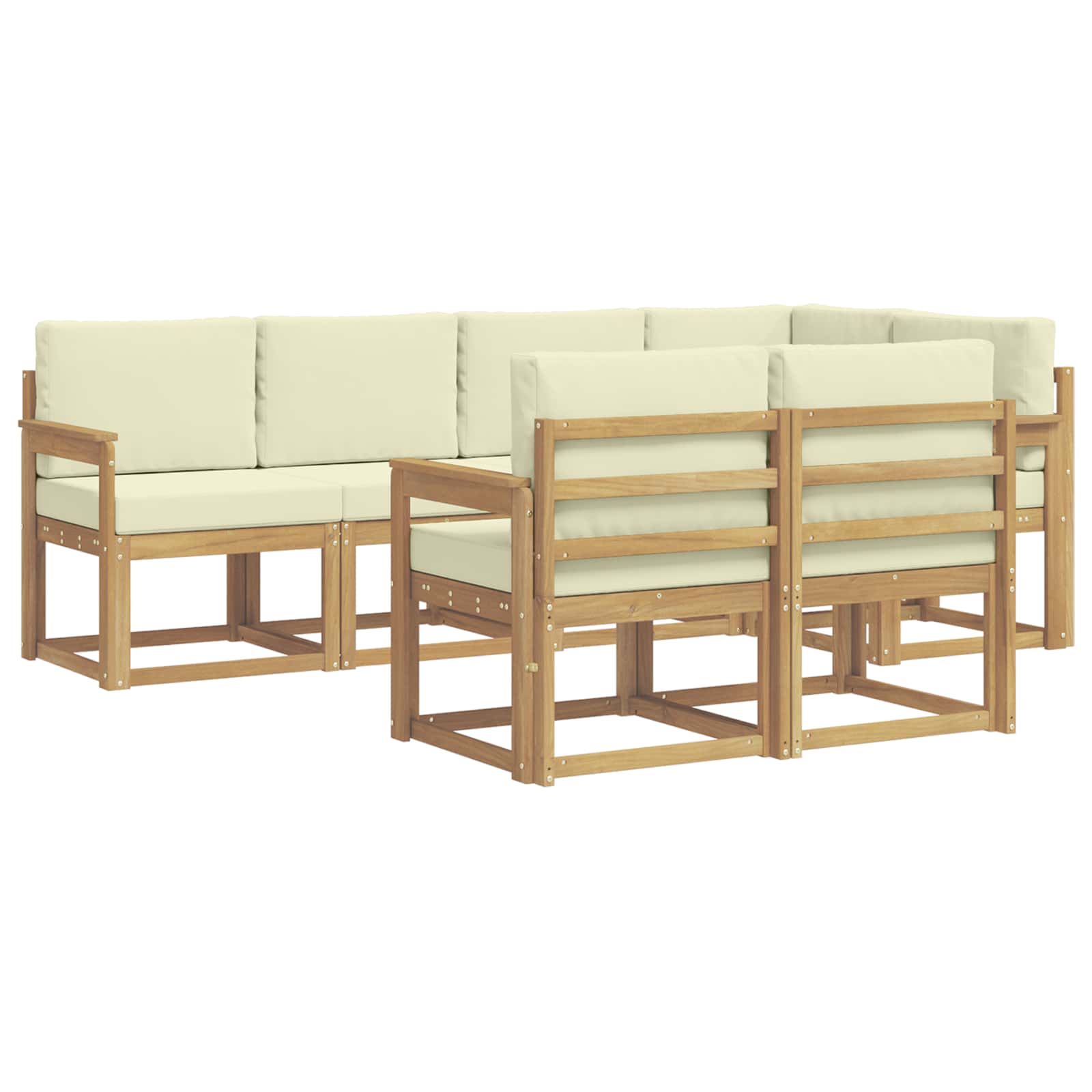 Ensemble de canapés d'extérieur 7 pcs Blanc et crème Polyester - XIOS