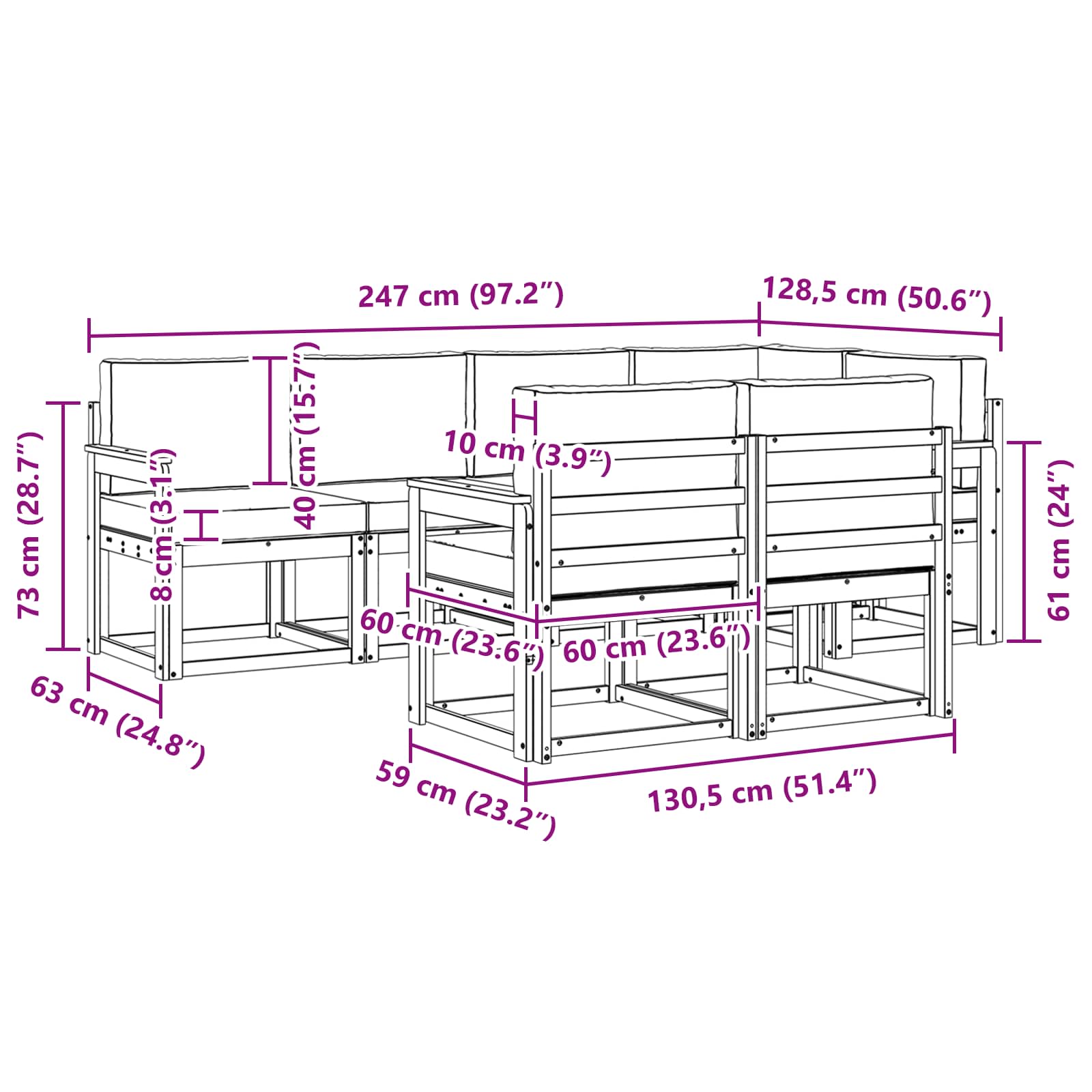 Ensemble de canapés d'extérieur 7 pcs Blanc et crème Polyester - XIOS