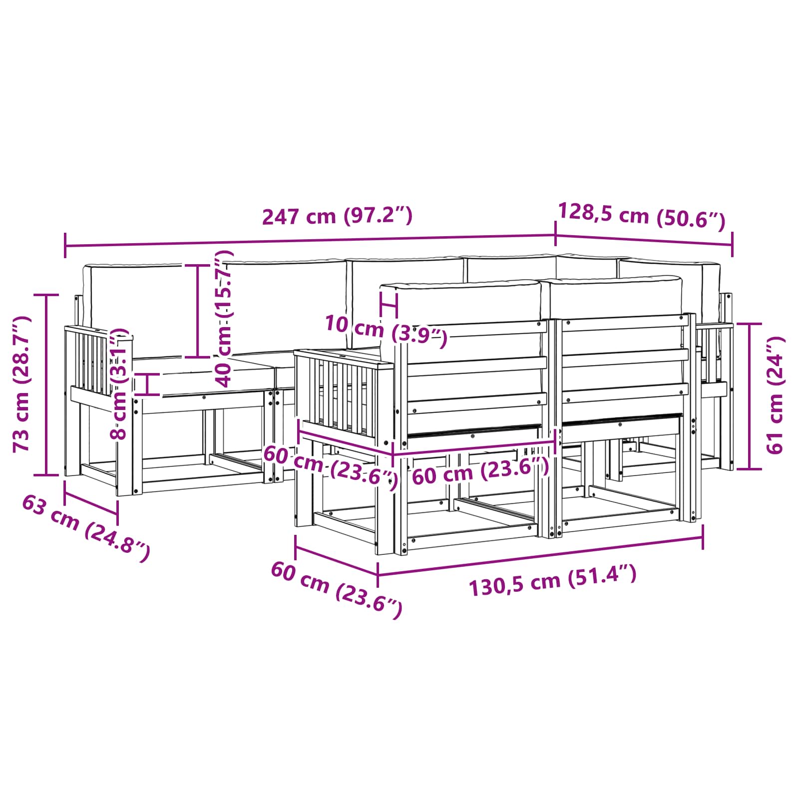 Ensemble de canapés d'extérieur 7 pcs Blanc et anthracite - XIOS