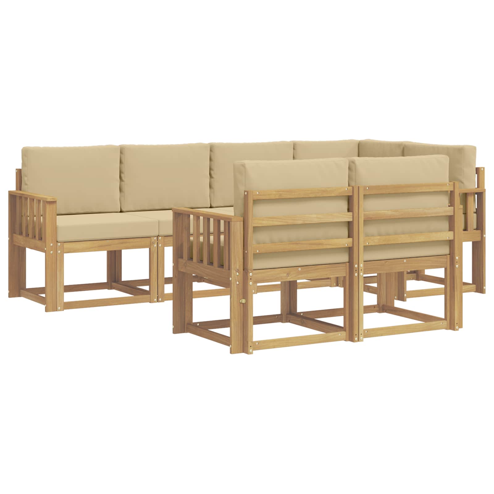 Ensemble de canapés d'extérieur 7 pcs Blanc et Beige Polyester - XIOS