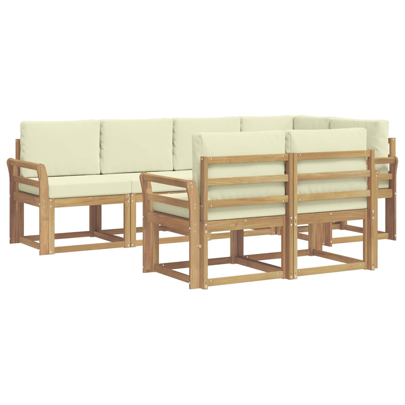 Ensemble de canapés d'extérieur 7 pcs Blanc et crème Polyester - XIOS