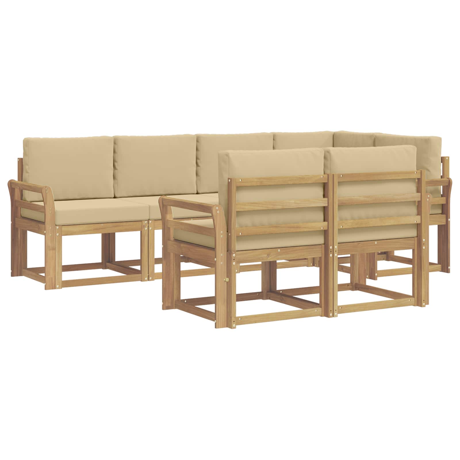 Ensemble de canapés d'extérieur 7 pcs Blanc et Beige Polyester - XIOS