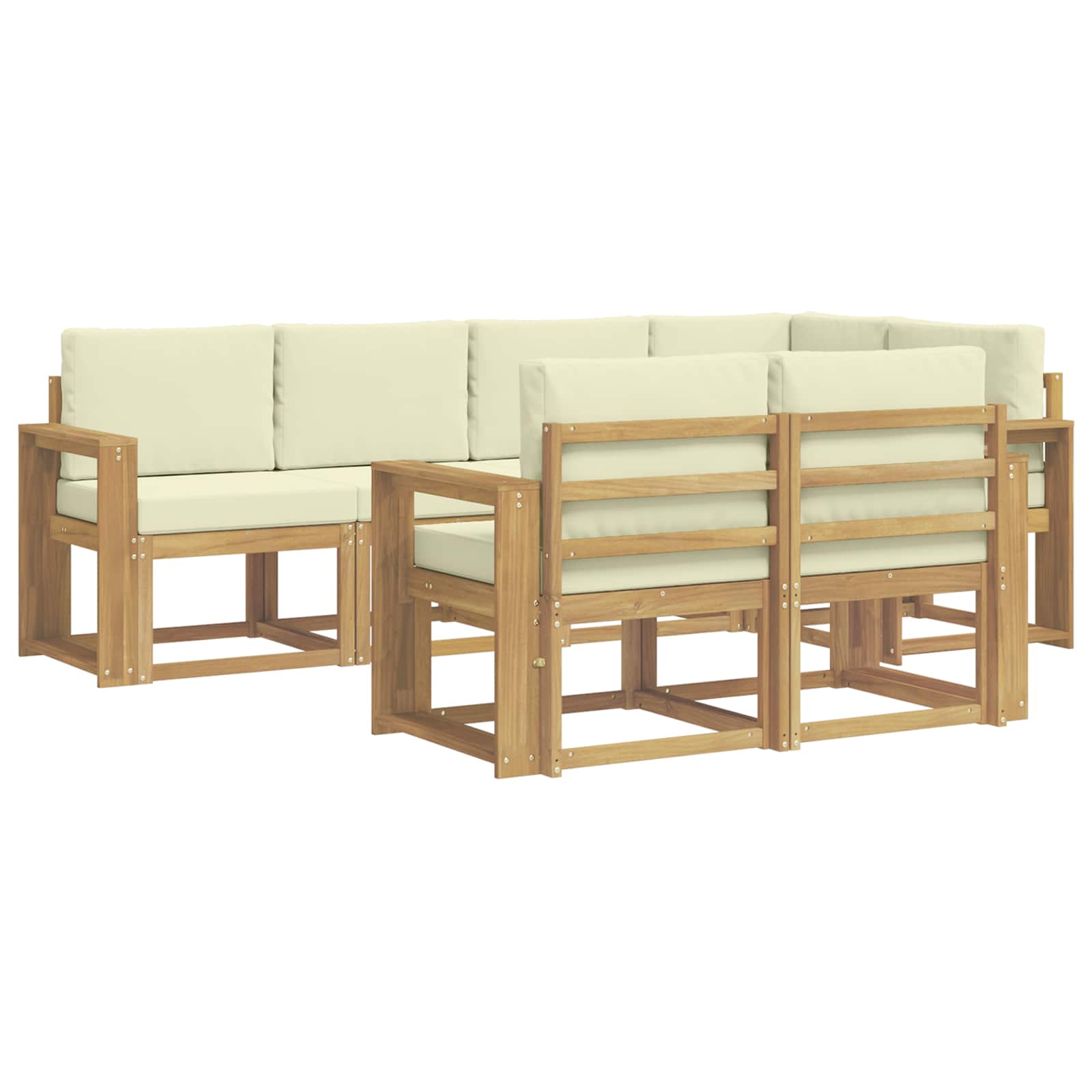 Ensemble de canapés d'extérieur 7 pcs Blanc et crème Polyester - XIOS