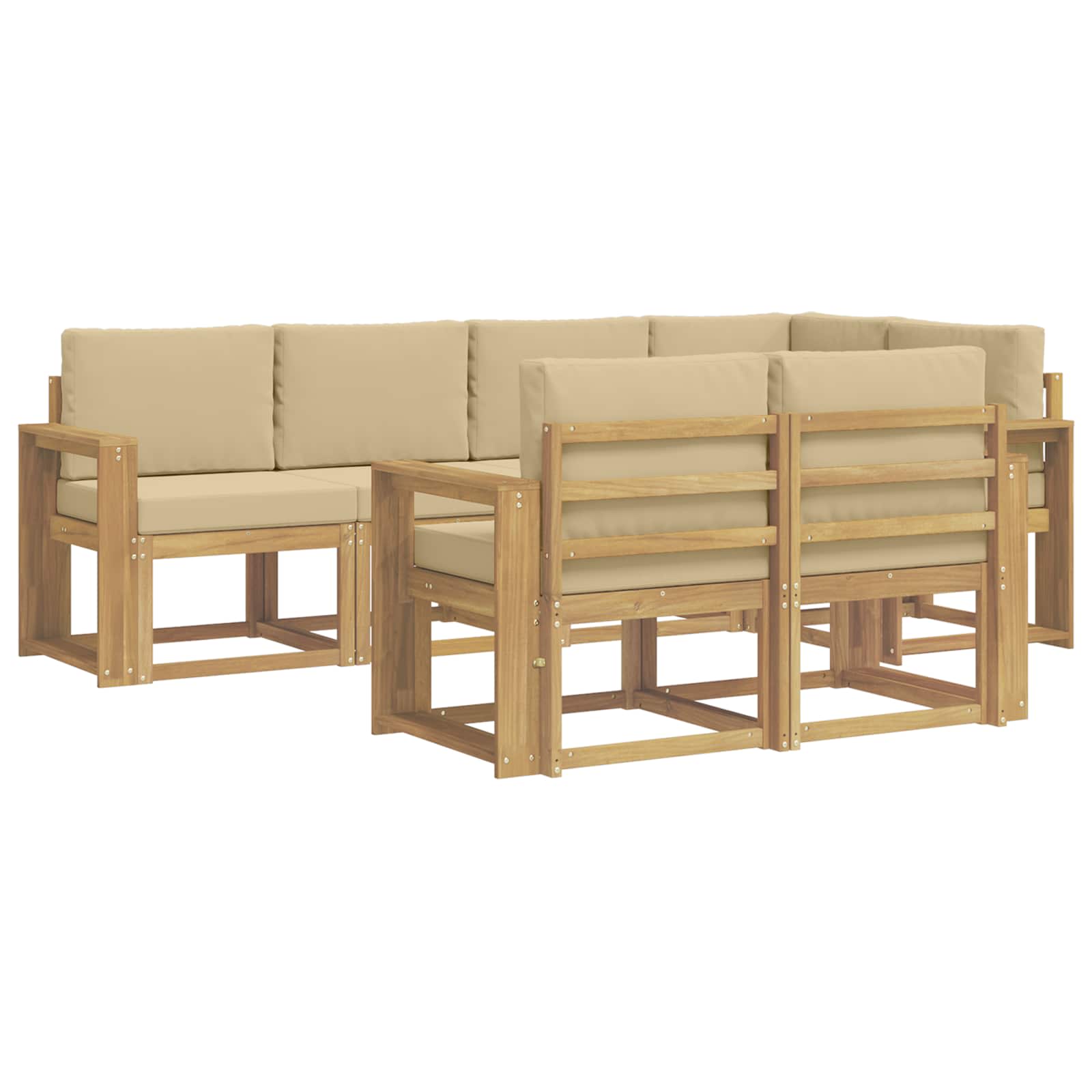 Ensemble de canapés d'extérieur 7 pcs Blanc et Beige Polyester - XIOS