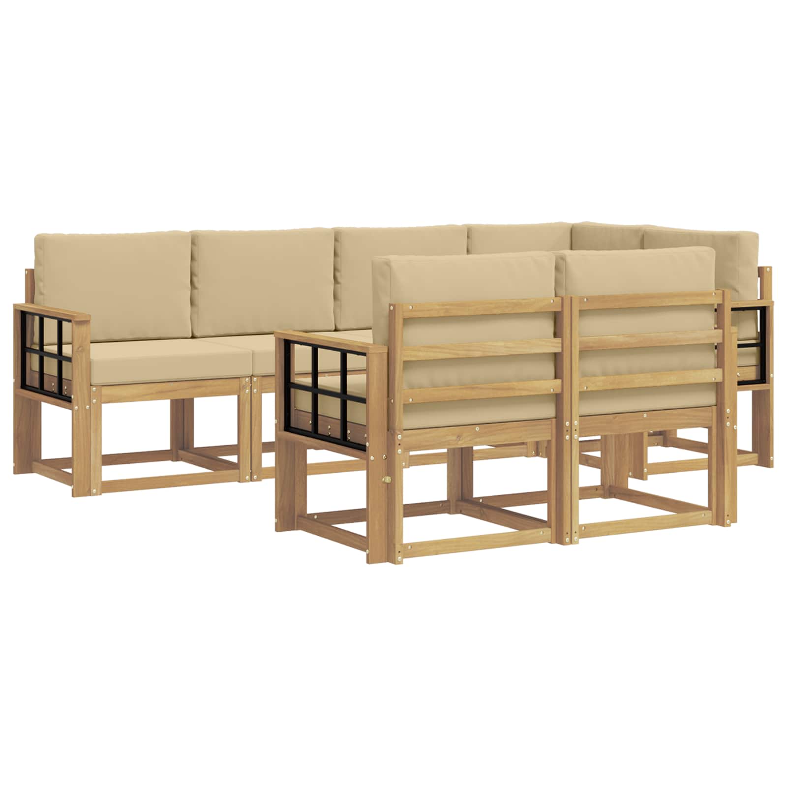 Ensemble de canapés d'extérieur 7 pcs Blanc et Beige Polyester - XIOS