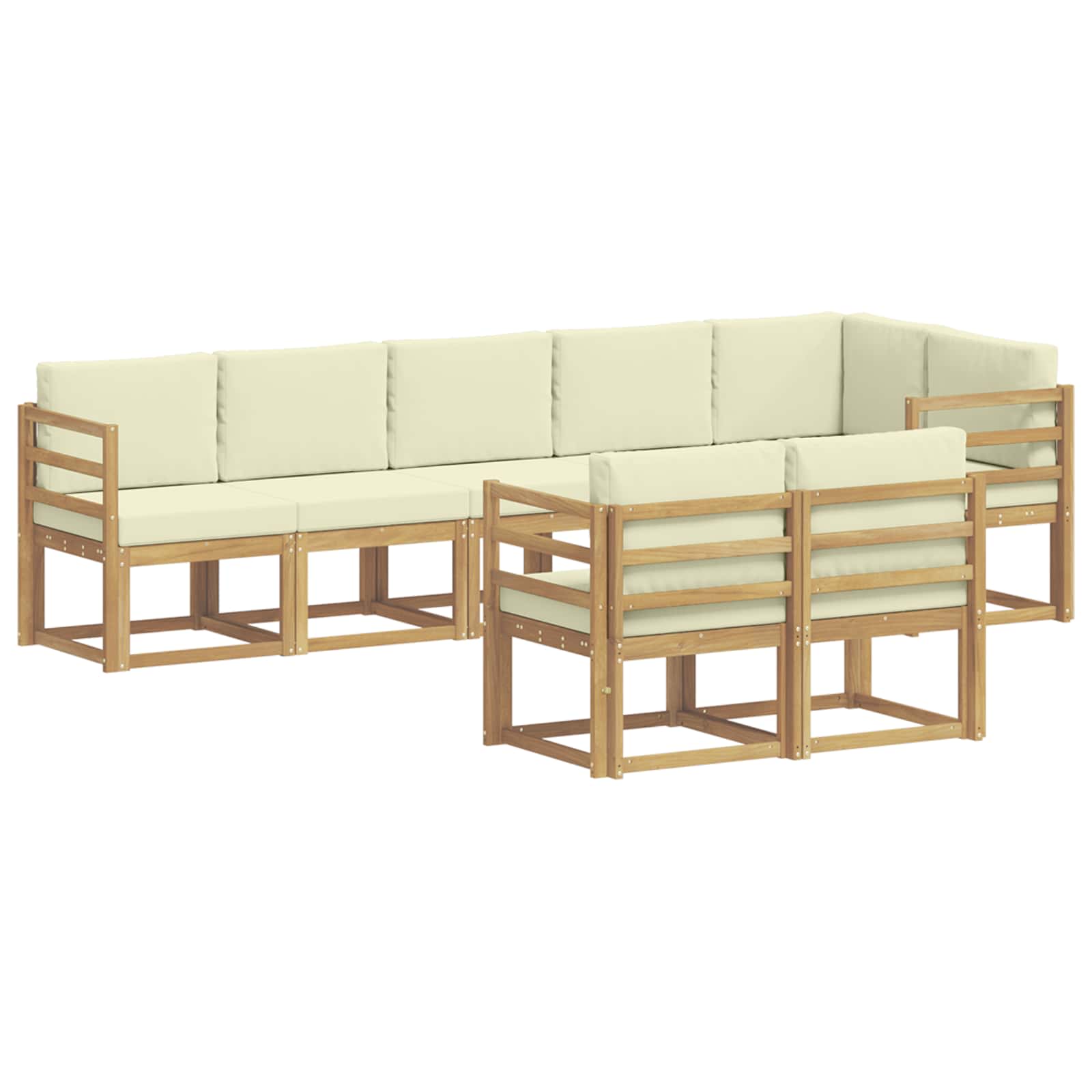 Ensemble de canapés d'extérieur 8 pcs Blanc et crème Polyester - XIOS
