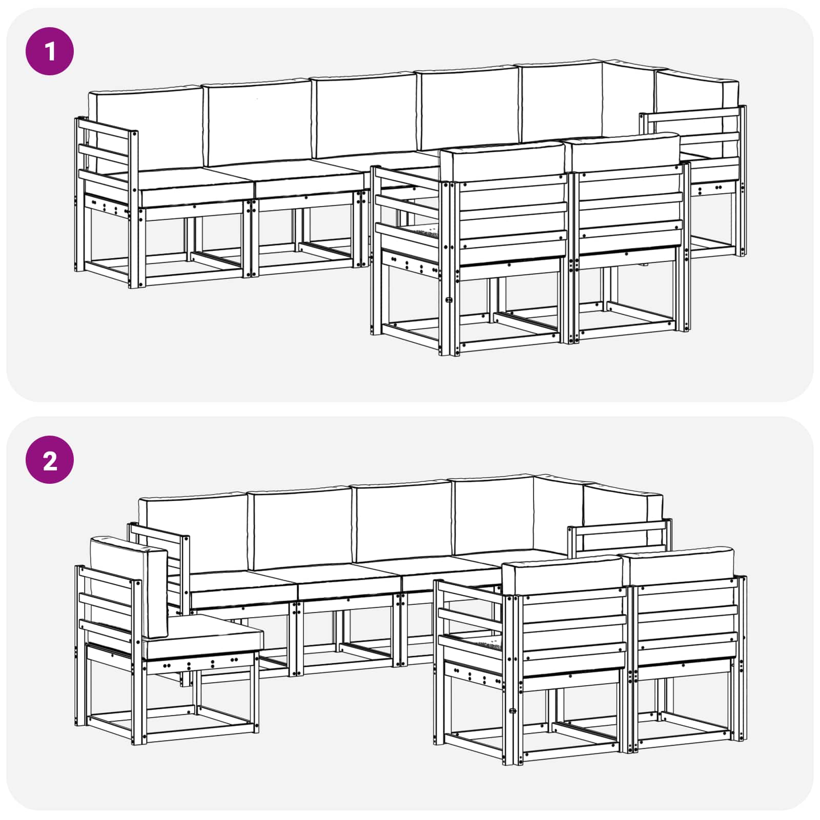 Ensemble de canapés d'extérieur 8 pcs Blanc et crème Polyester - XIOS