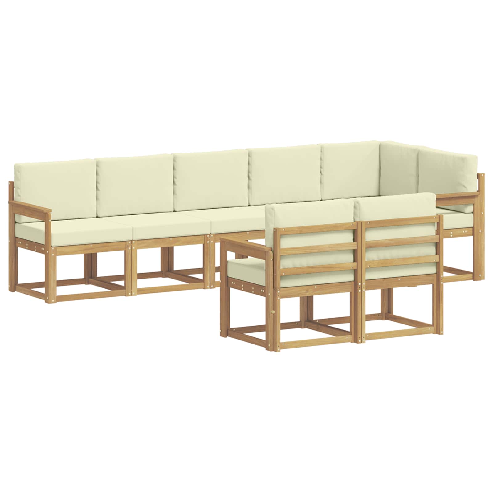 Ensemble de canapés d'extérieur 8 pcs Blanc et crème Polyester - XIOS