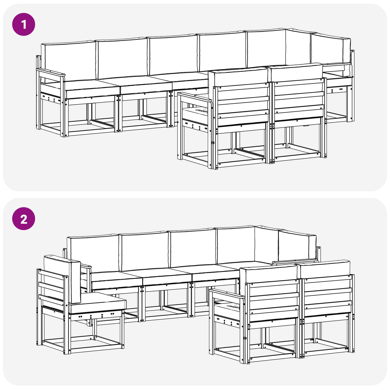 Ensemble de canapés d'extérieur 8 pcs Blanc et crème Polyester - XIOS