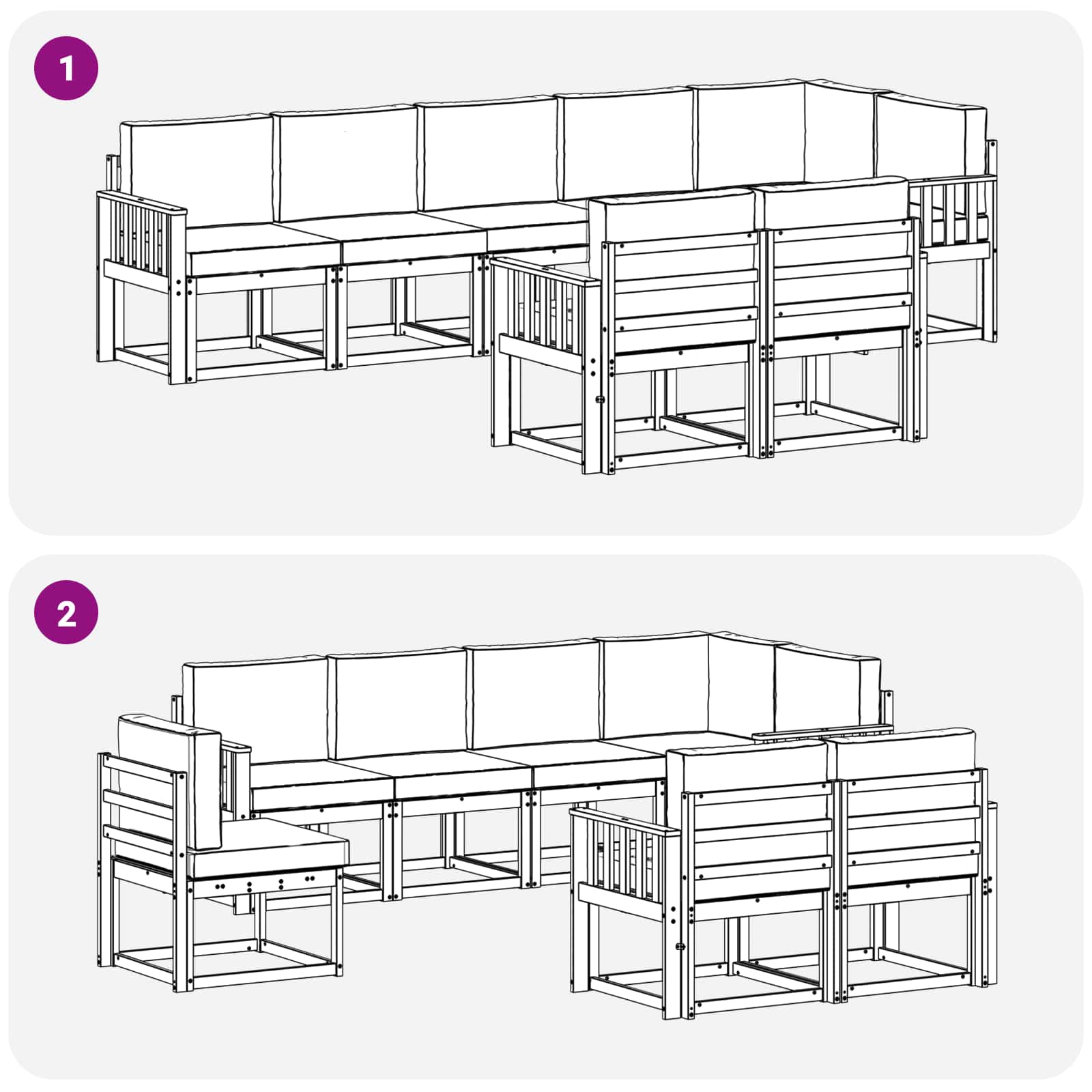 Ensemble de canapés d'extérieur 8 pcs Blanc et crème Polyester - XIOS