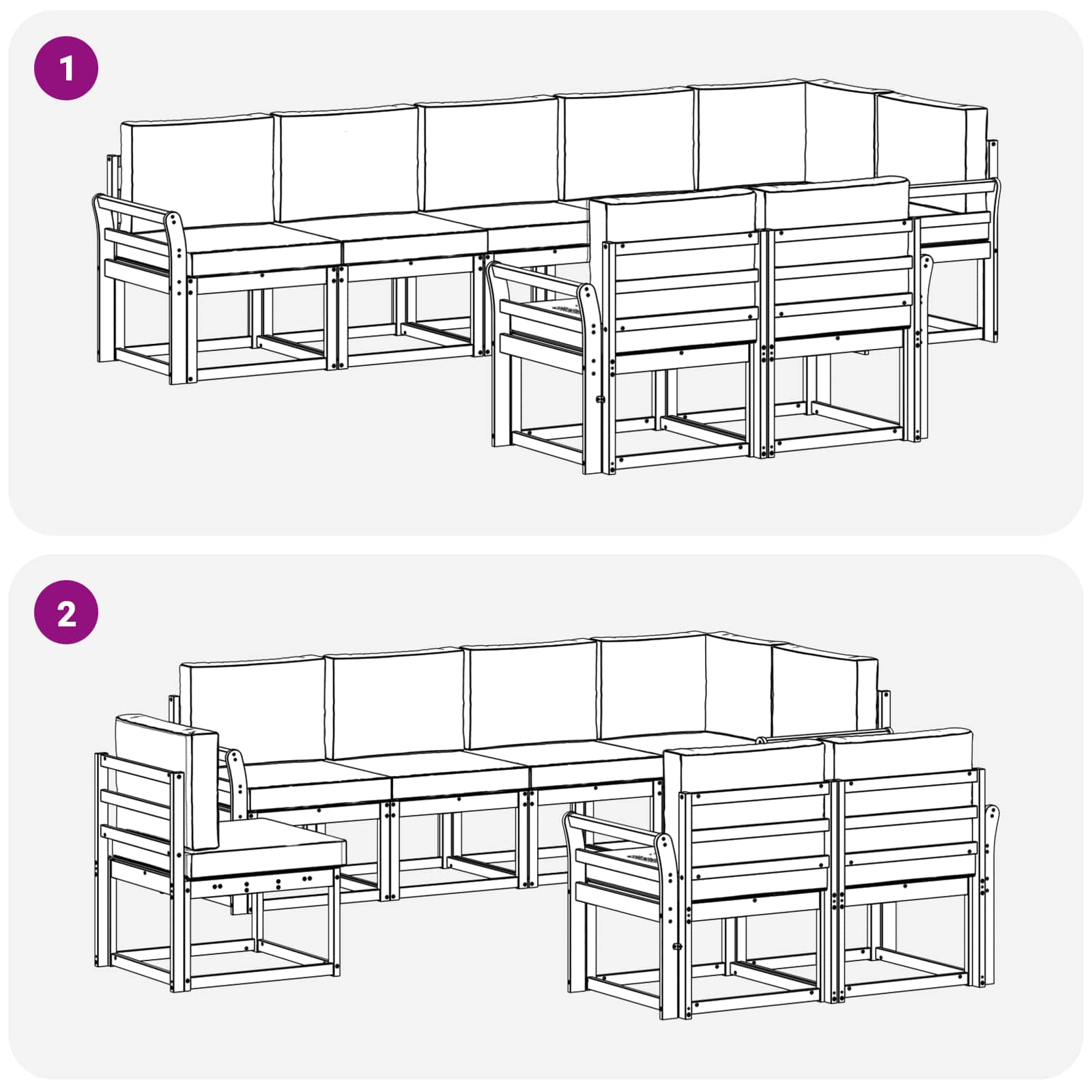 Ensemble de canapés d'extérieur 8 pcs Blanc et crème Polyester - XIOS
