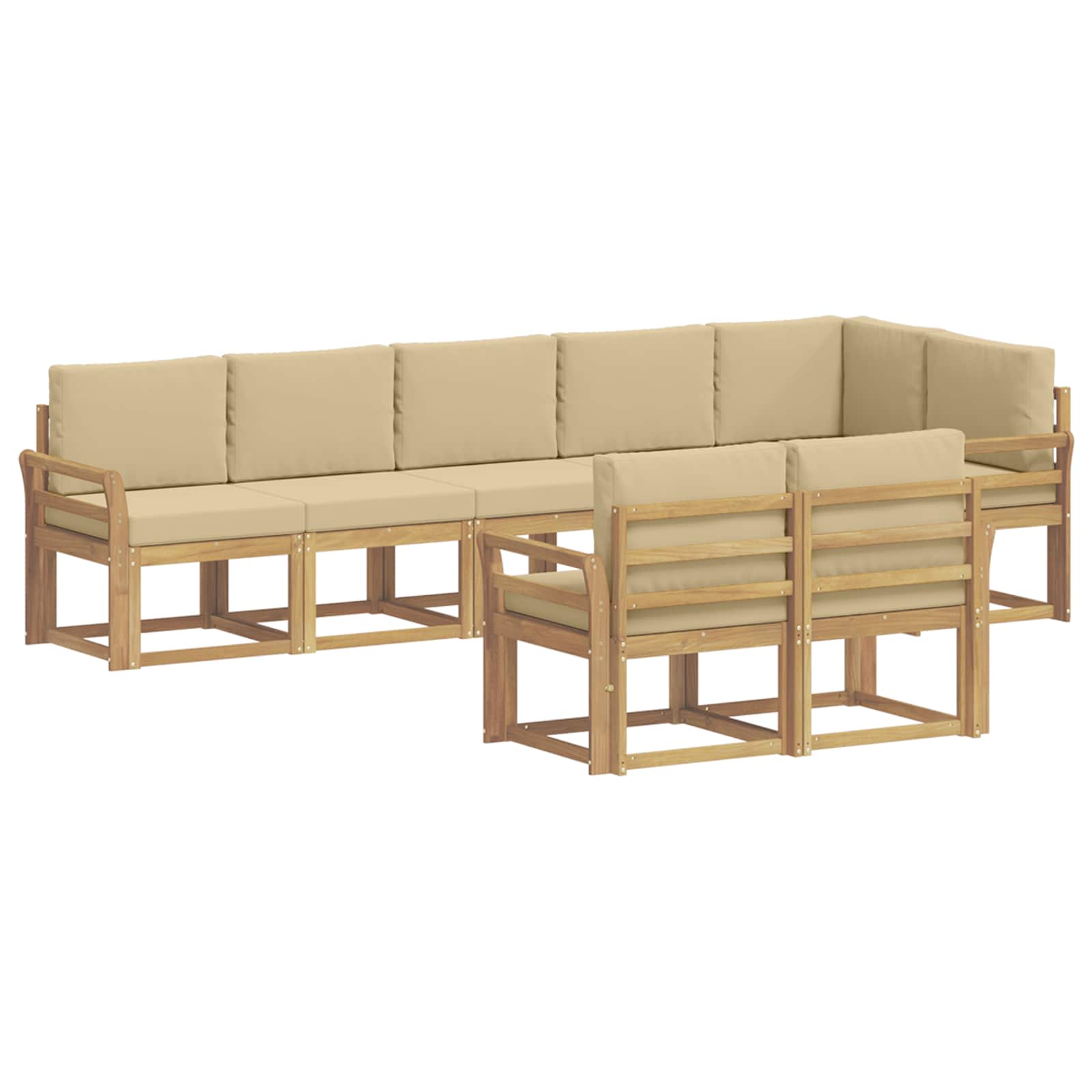 Ensemble de canapés d'extérieur 8 pcs Blanc et Beige Polyester - XIOS