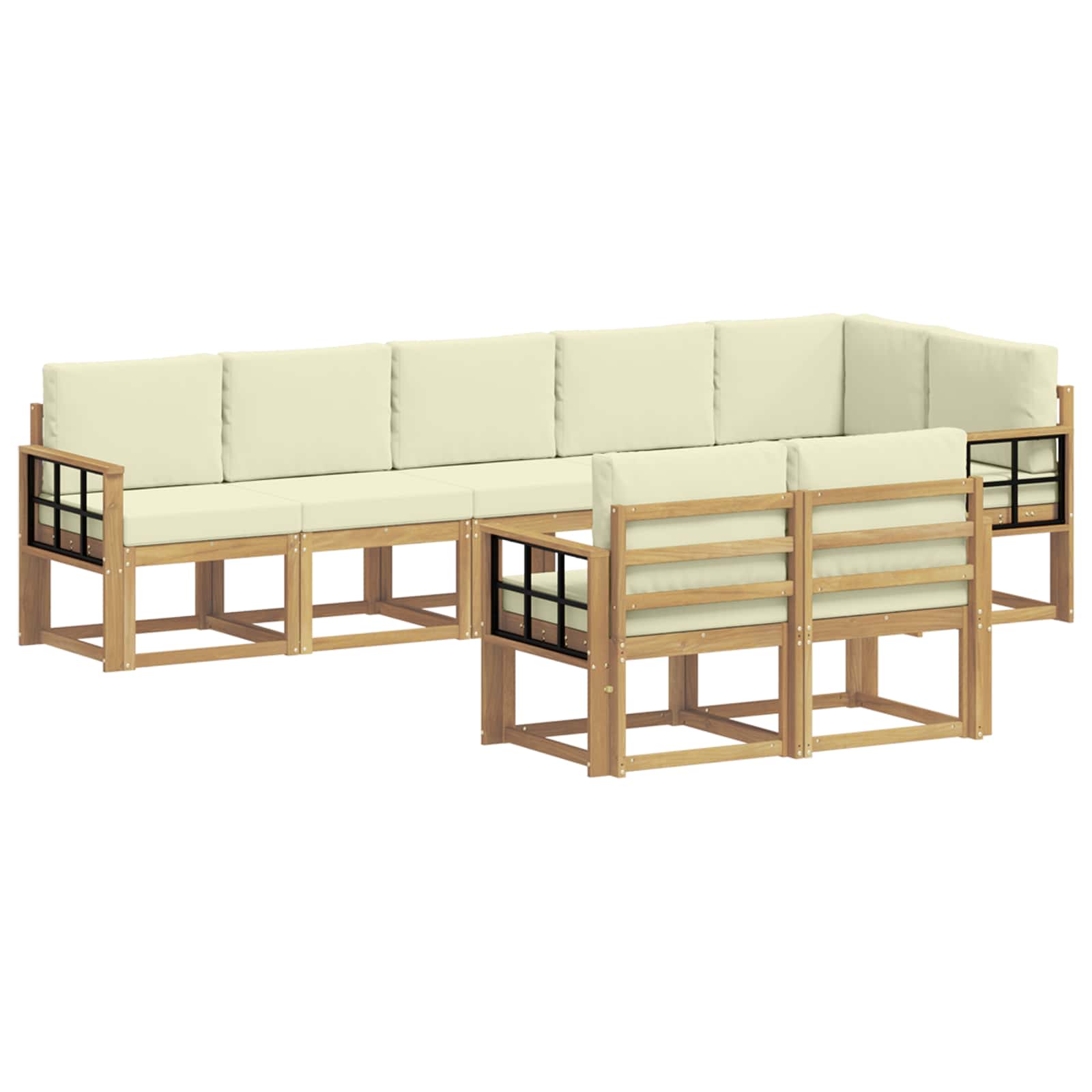 Ensemble de canapés d'extérieur 8 pcs Blanc et crème Polyester - XIOS
