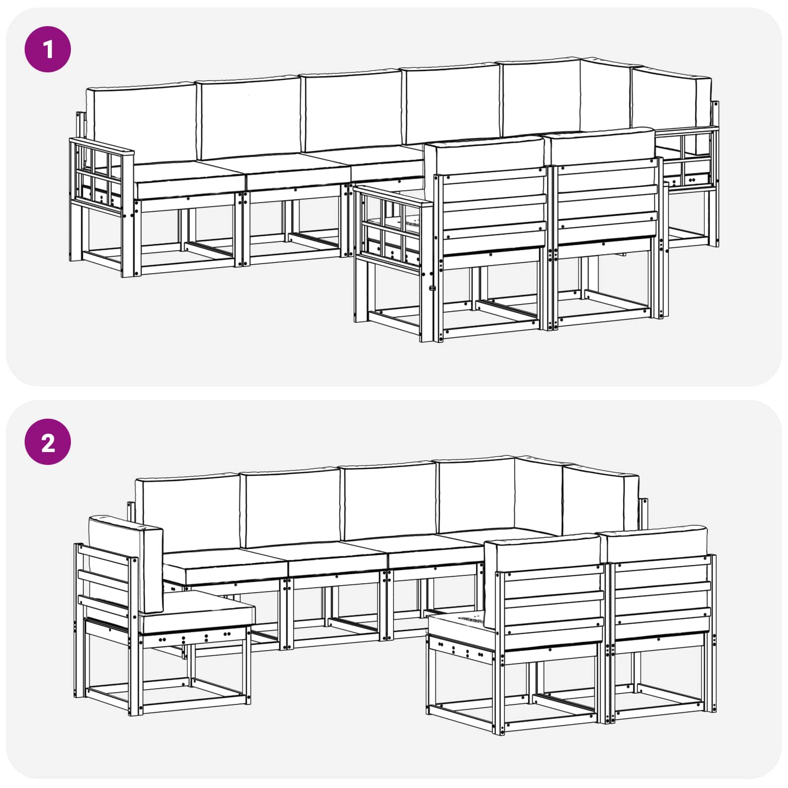 Ensemble de canapés d'extérieur 8 pcs Blanc et Beige Polyester - XIOS