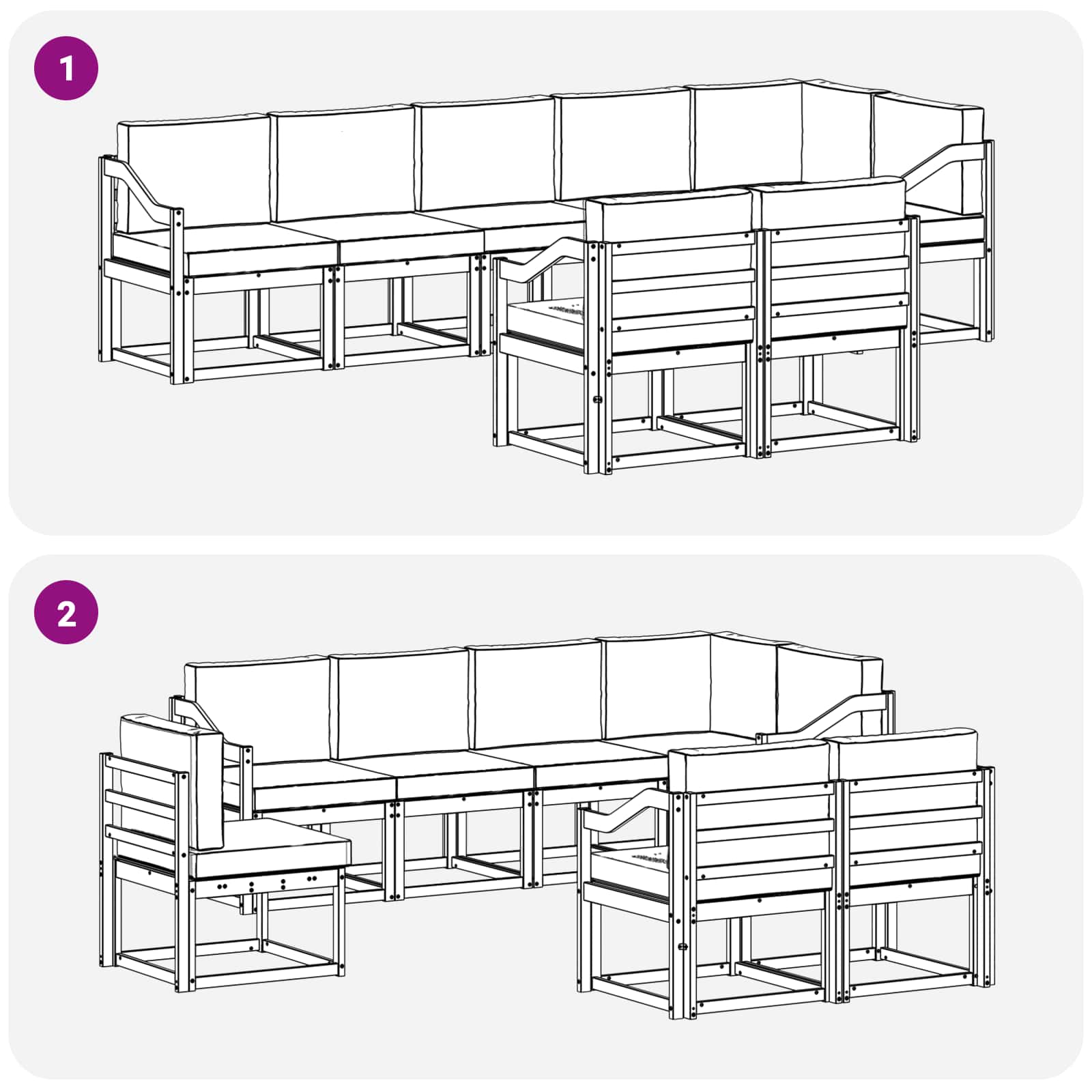 Ensemble de canapés d'extérieur 8 pcs Blanc et crème Polyester - XIOS