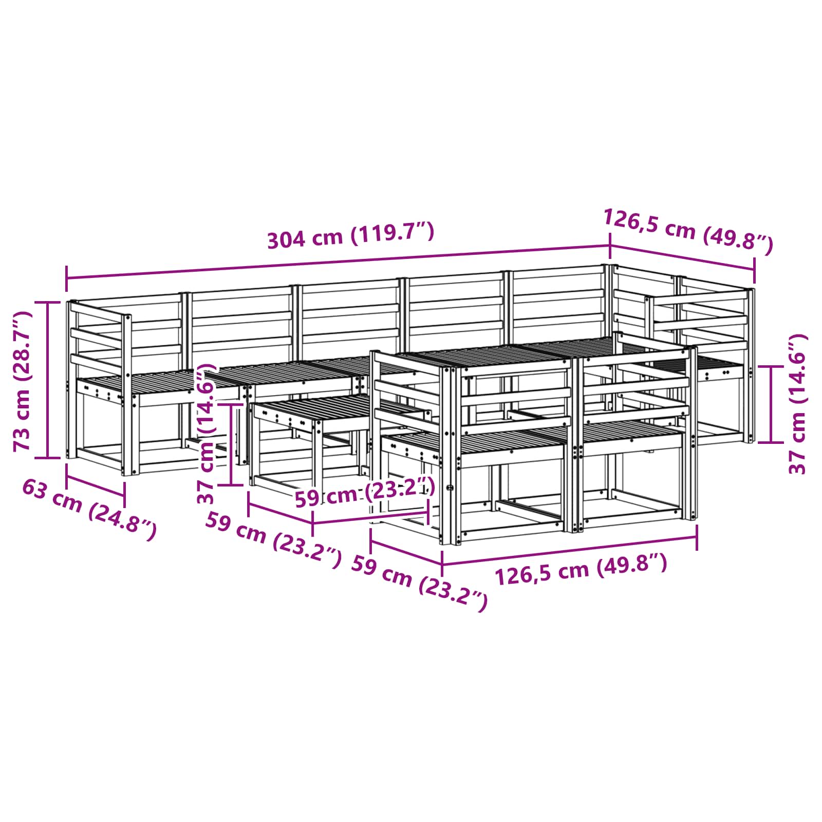 Ensemble de canapés d'extérieur 9 pcs Blanc - XIOS