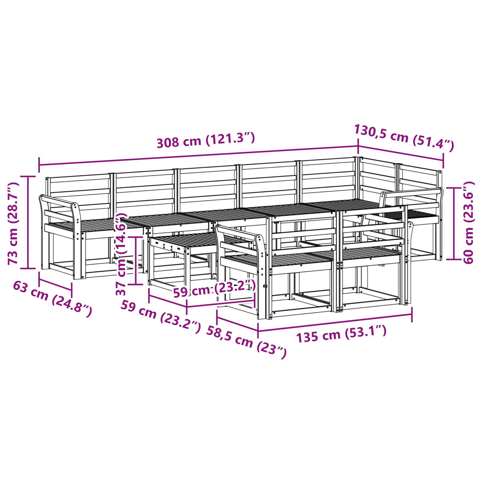 Ensemble de canapés d'extérieur 9 pcs Blanc - XIOS