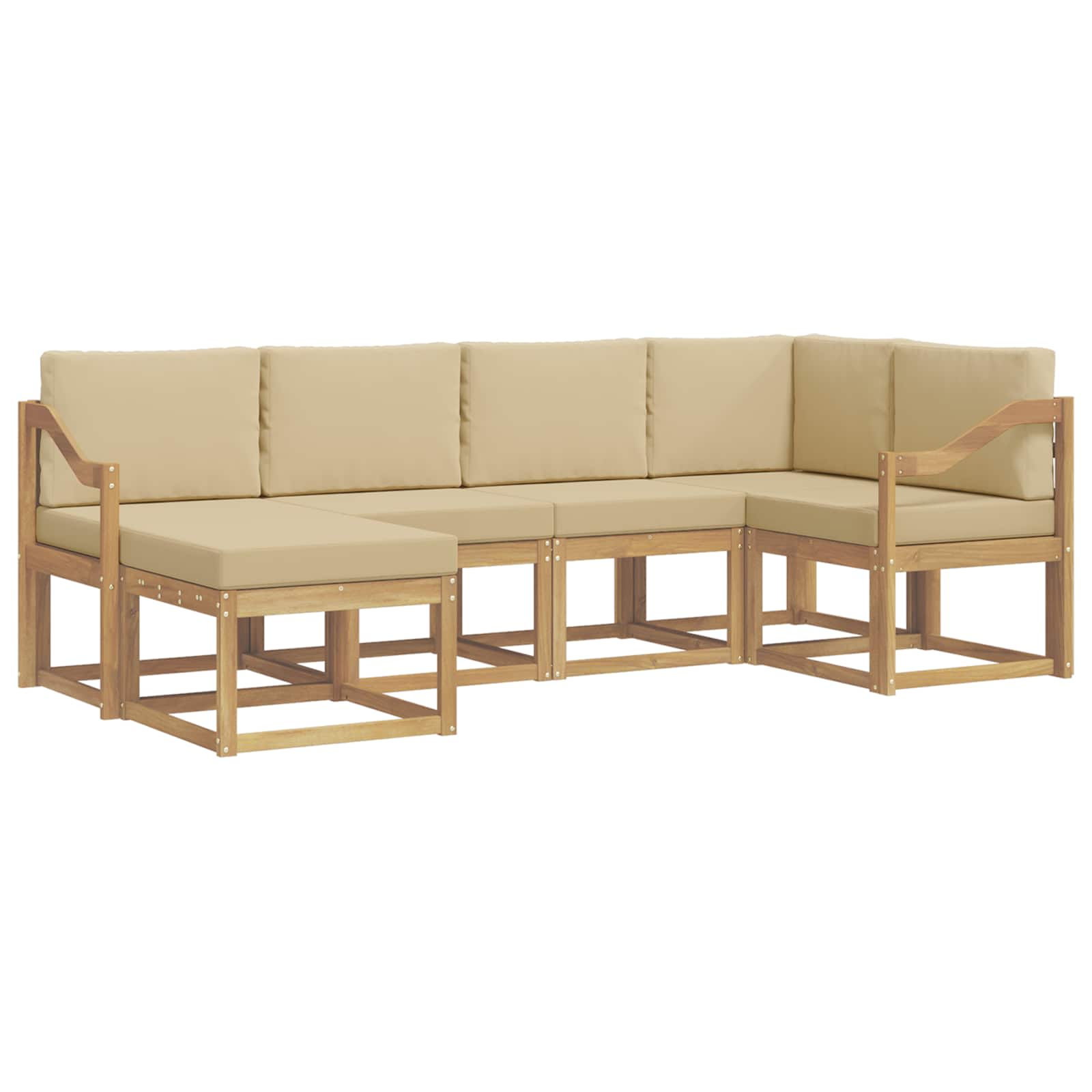 Ensemble de canapés d'extérieur 6 pcs Blanc et Beige Polyester - XIOS