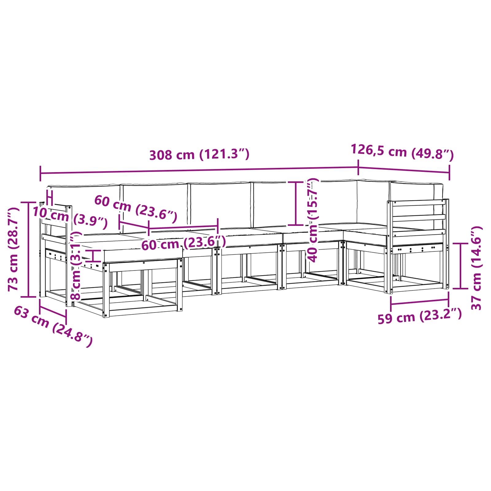 Ensemble de canapés d'extérieur 7 pcs Blanc et Beige Polyester - XIOS