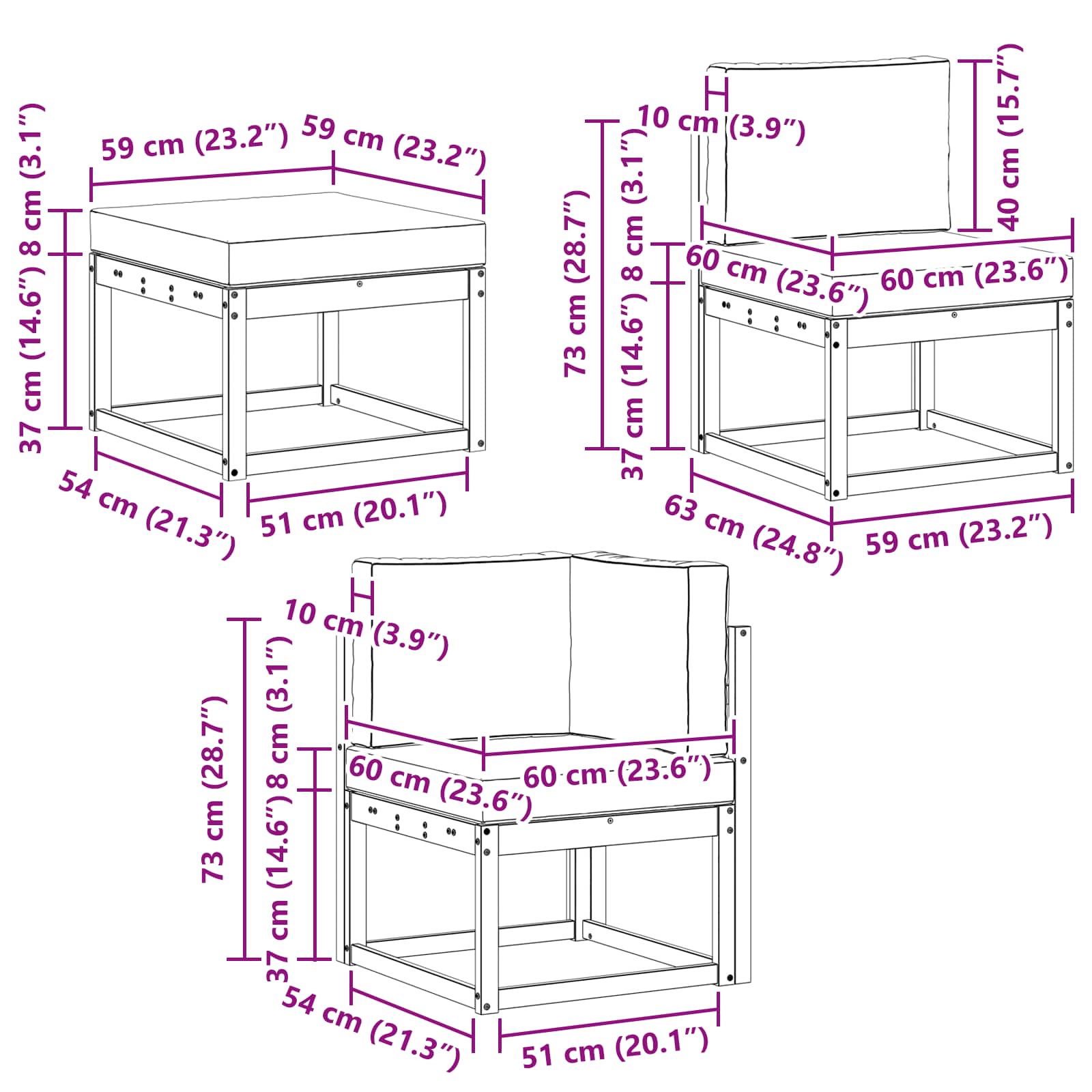 Ensemble de canapés d'extérieur 7 pcs Blanc et Beige Polyester - XIOS
