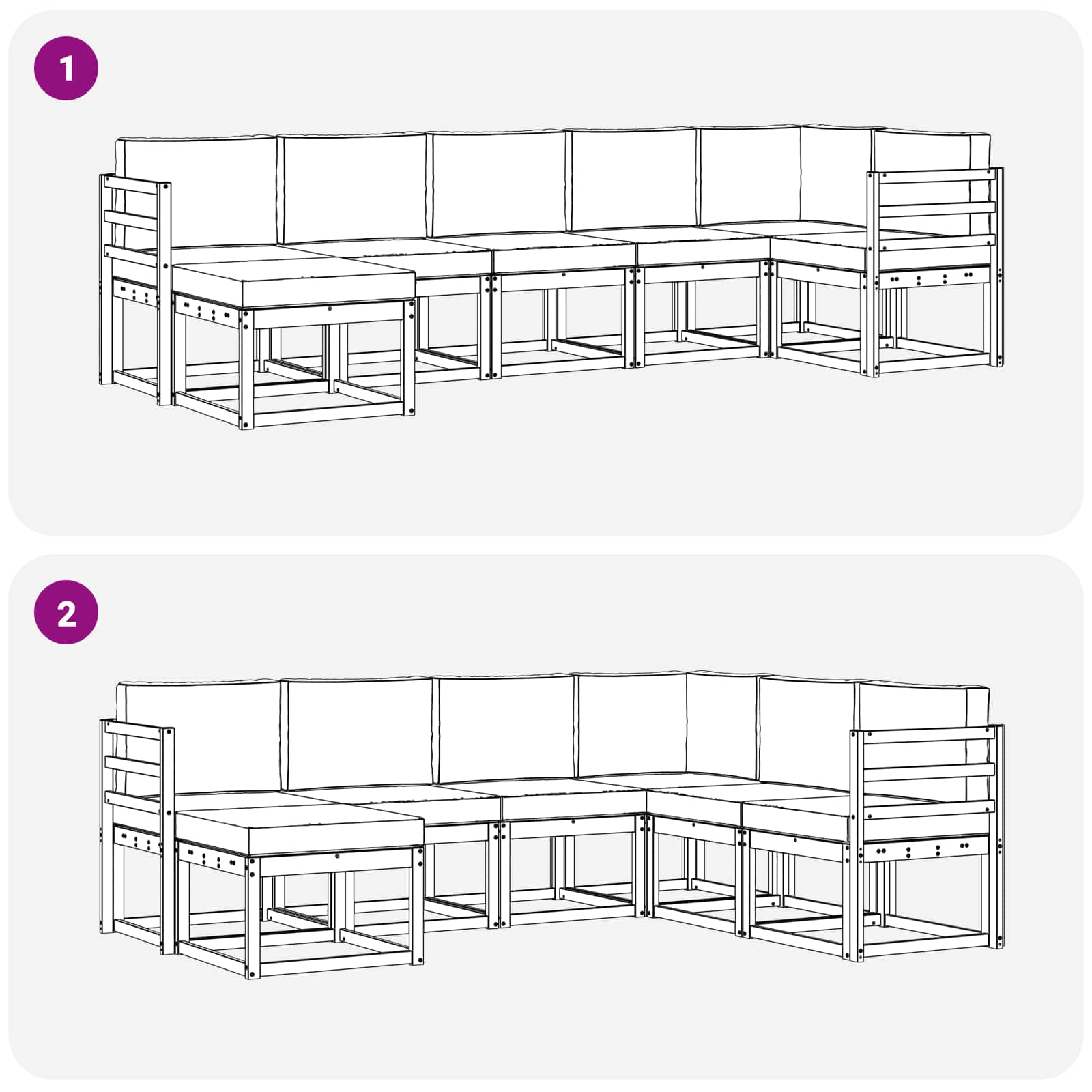 Ensemble de canapés d'extérieur 7 pcs Blanc et Beige Polyester - XIOS
