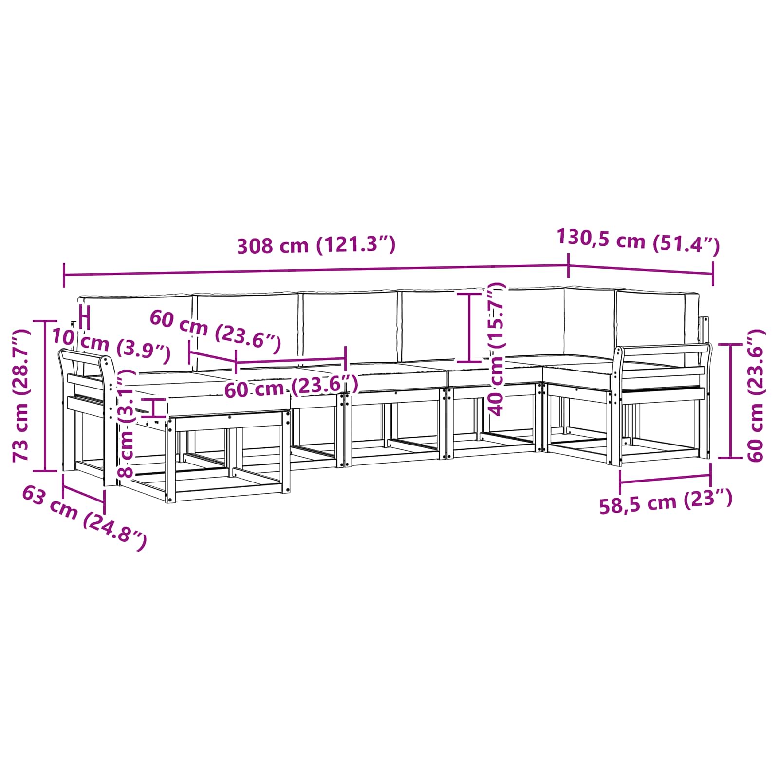 Ensemble de canapés d'extérieur 7 pcs Blanc et crème Polyester - XIOS