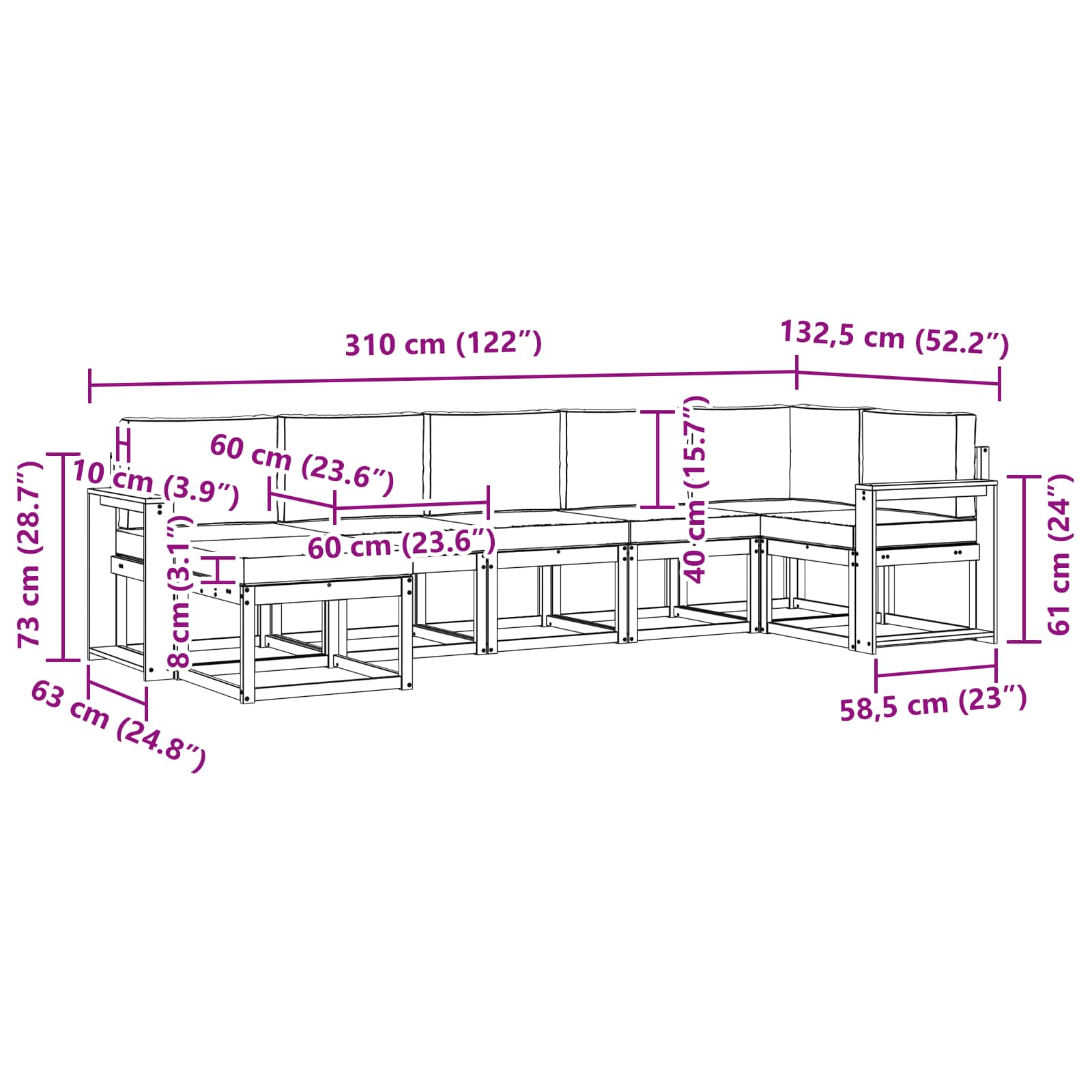 Ensemble de canapés d'extérieur 7 pcs Blanc et crème Polyester - XIOS