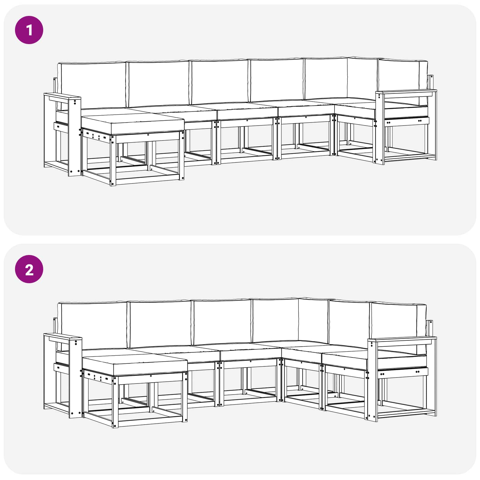 Ensemble de canapés d'extérieur 7 pcs Blanc et crème Polyester - XIOS