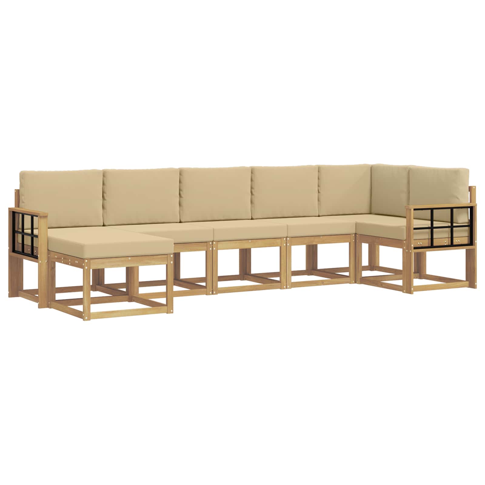 Ensemble de canapés d'extérieur 7 pcs Blanc et Beige Polyester - XIOS