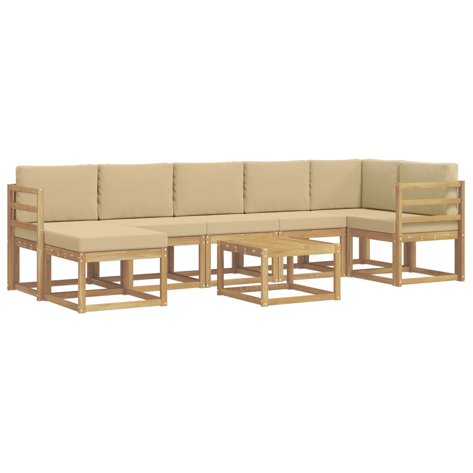Ensemble de canapés d'extérieur 8 pcs Blanc et Beige Polyester - XIOS