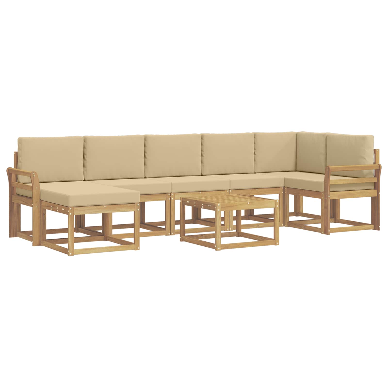 Ensemble de canapés d'extérieur 8 pcs Blanc et Beige Polyester - XIOS