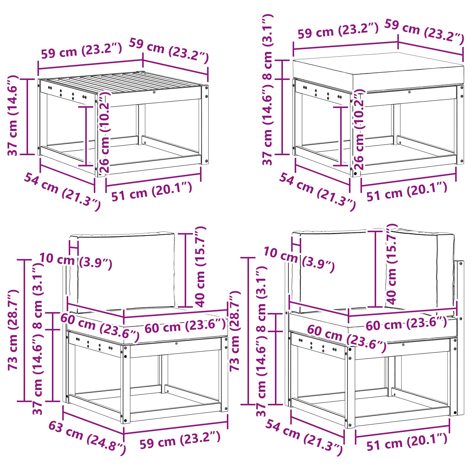Ensemble de canapés d'extérieur 8 pcs Blanc et Beige Polyester - XIOS