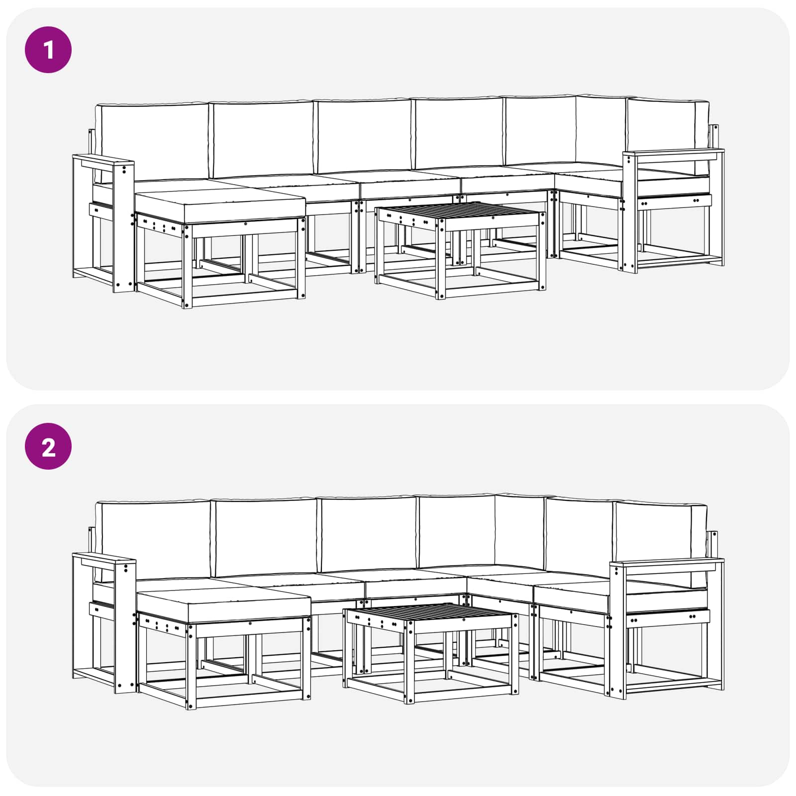 Ensemble de canapés d'extérieur 8 pcs Blanc et Beige Polyester - XIOS