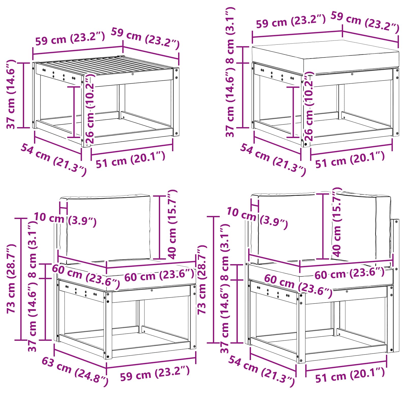 Ensemble de canapés d'extérieur 8 pcs Blanc et crème Polyester - XIOS