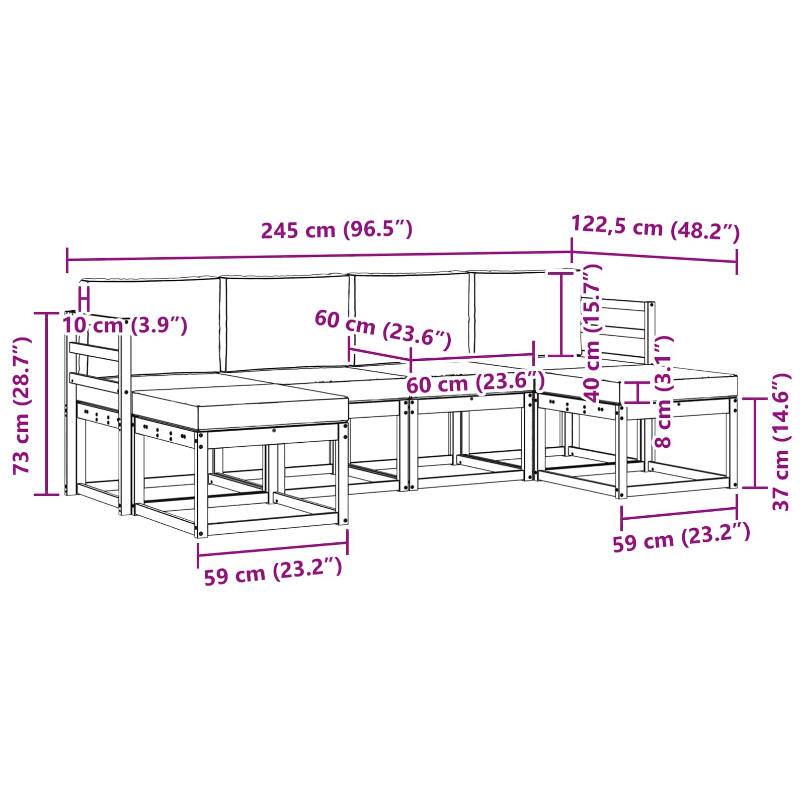 Ensemble de canapés d'extérieur 6 pcs Blanc et Beige Polyester - XIOS