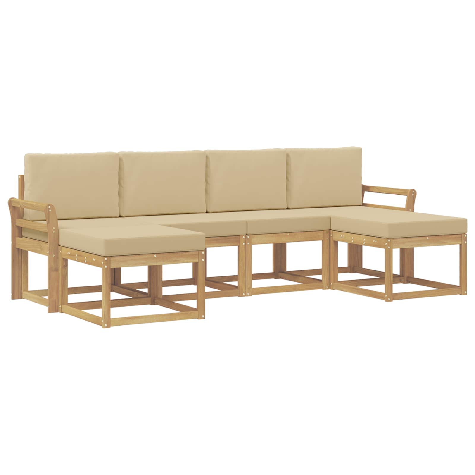 Ensemble de canapés d'extérieur 6 pcs Blanc et Beige Polyester - XIOS