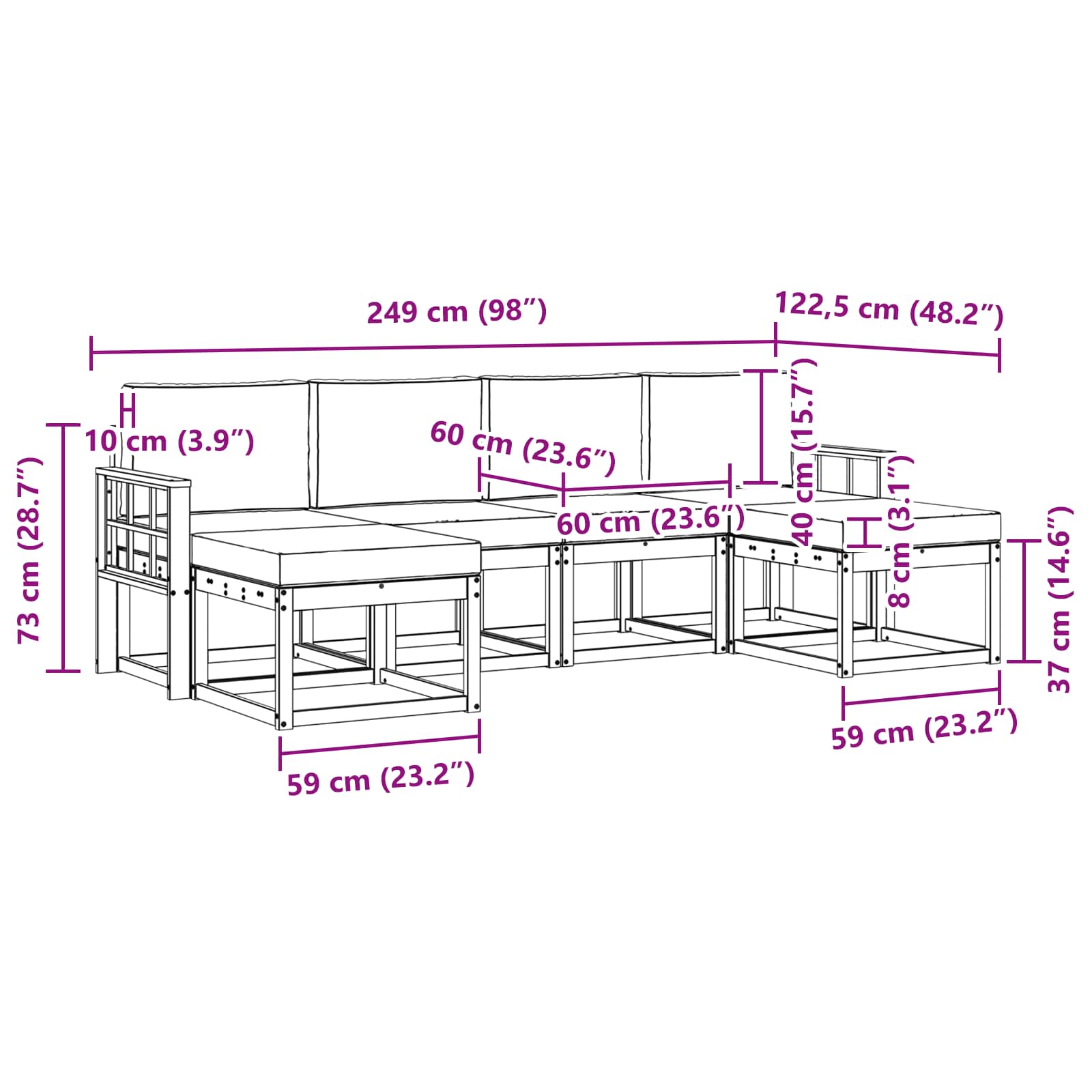 Ensemble de canapés d'extérieur 6 pcs Blanc et crème Polyester - XIOS
